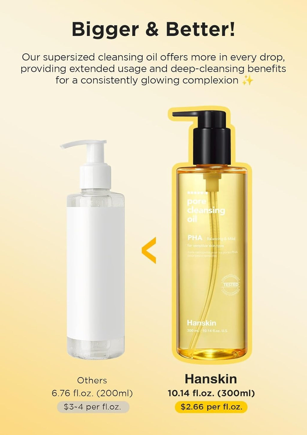 Hanskin Pore Cleansing Oil – PHA Makeup & Blackhead Remover for Sensitive Skin 10.14 oz