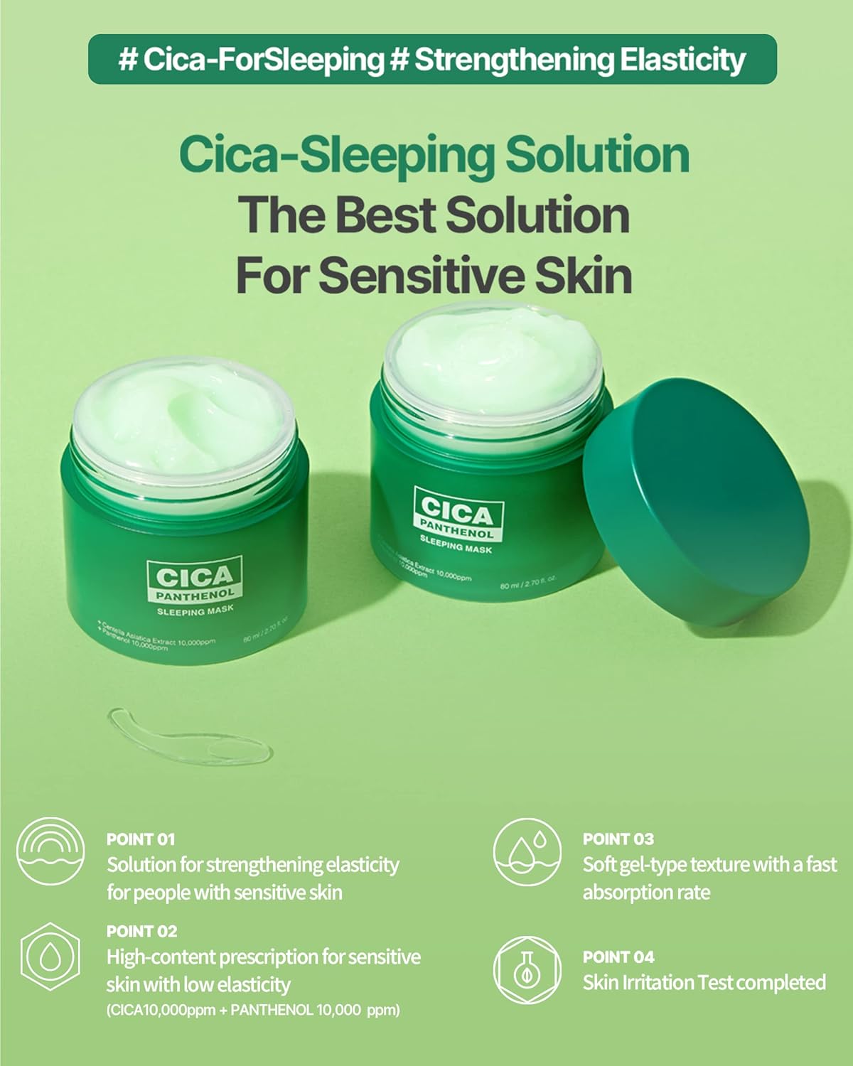 CICA Panthenol Overnight Moisturizing Cream – Korean Sleeping Mask 2.70 oz