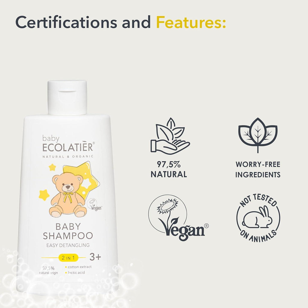 Organic Mimi Baby 2-in-1 Shampoo & Detangler – Ages 3+, 250ml