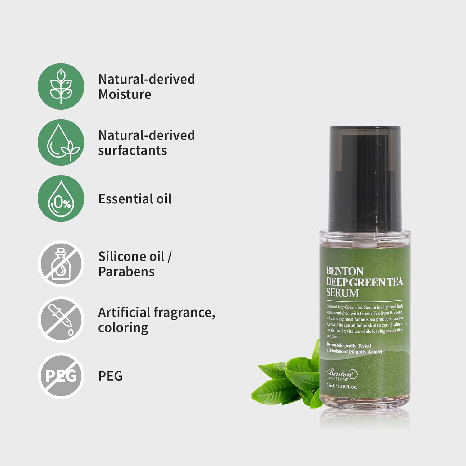 Benton Deep Green Tea Serum – Hydrating & Soothing Serum for Oily & Sensitive Skin 1.01 oz