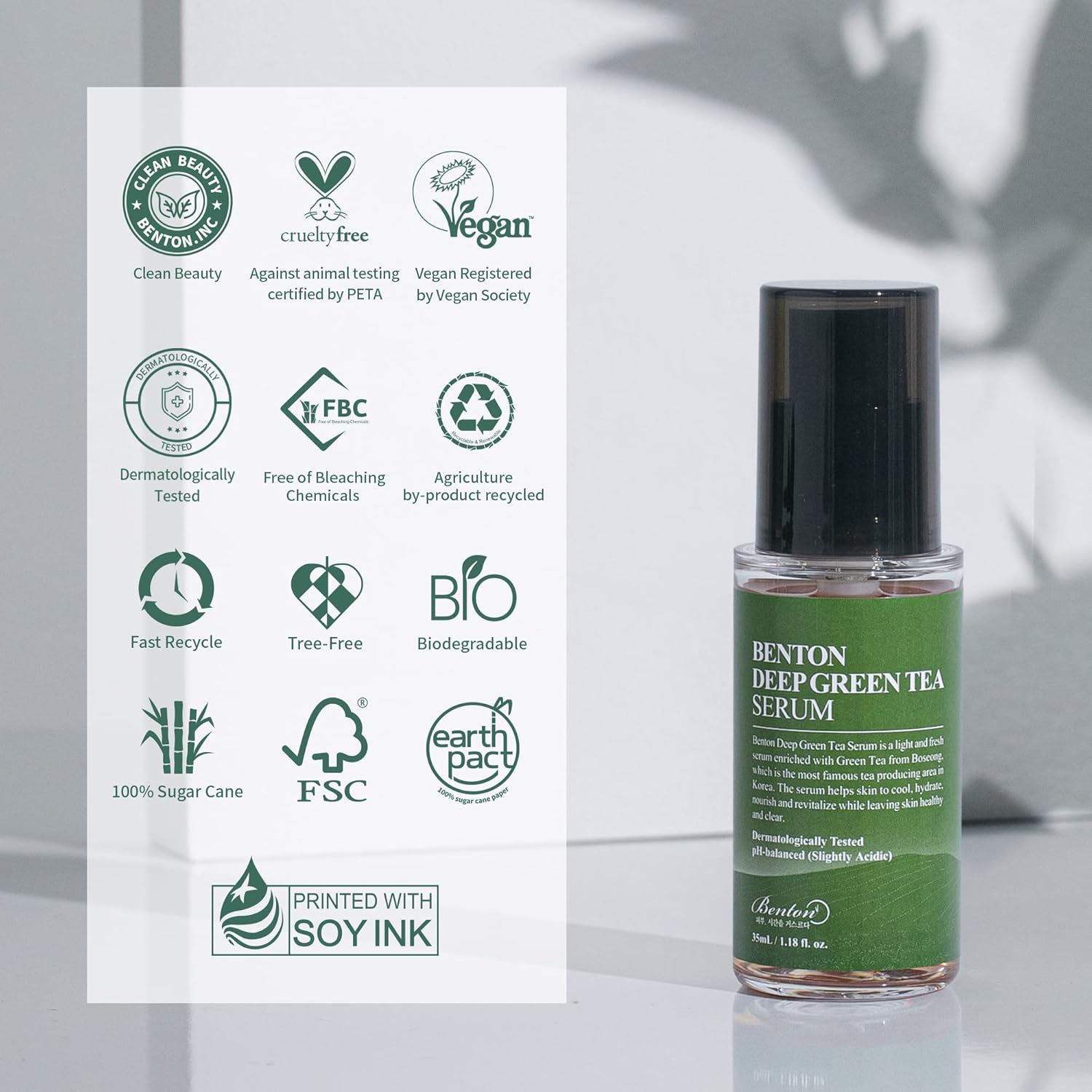 Benton Deep Green Tea Serum – Hydrating & Soothing Serum for Oily & Sensitive Skin 1.01 oz