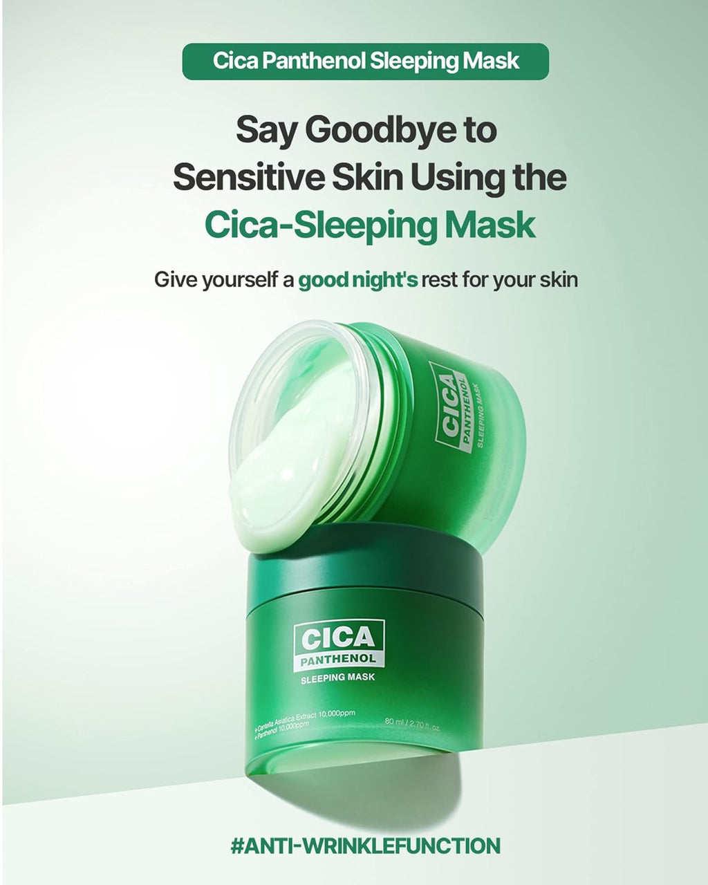 CICA Panthenol Overnight Moisturizing Cream – Korean Sleeping Mask 2.70 oz