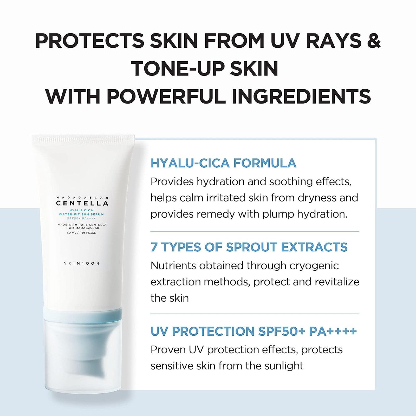 SKIN1004 Madagascar Centella Hyalu-Cica Water-Fit Sun Serum SPF50+ PA++++ – 2-Pack