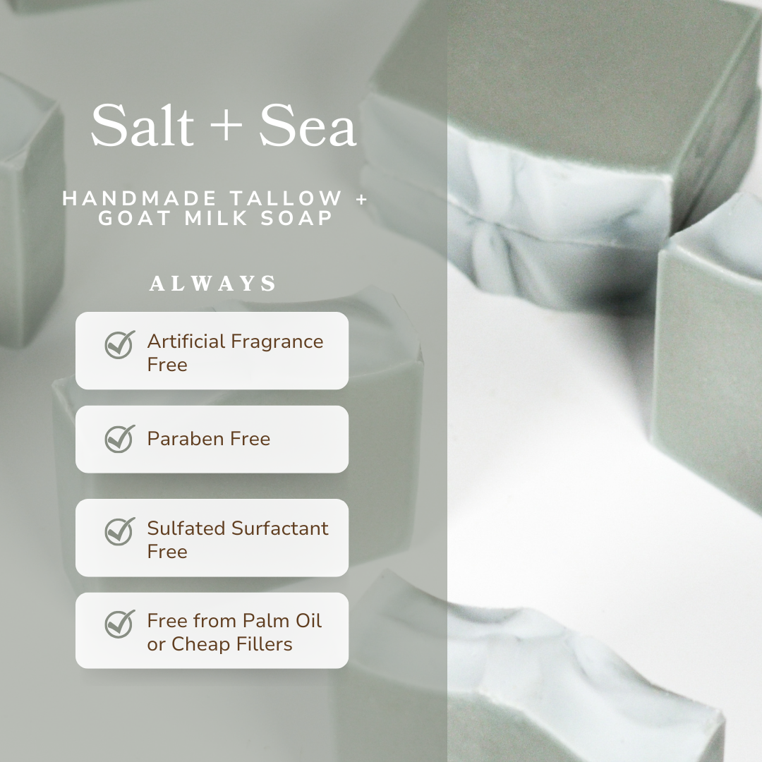Salt + Sea Tallow & Goat Milk Soap Bar – Mineral-Rich Handmade Cleansing Bar