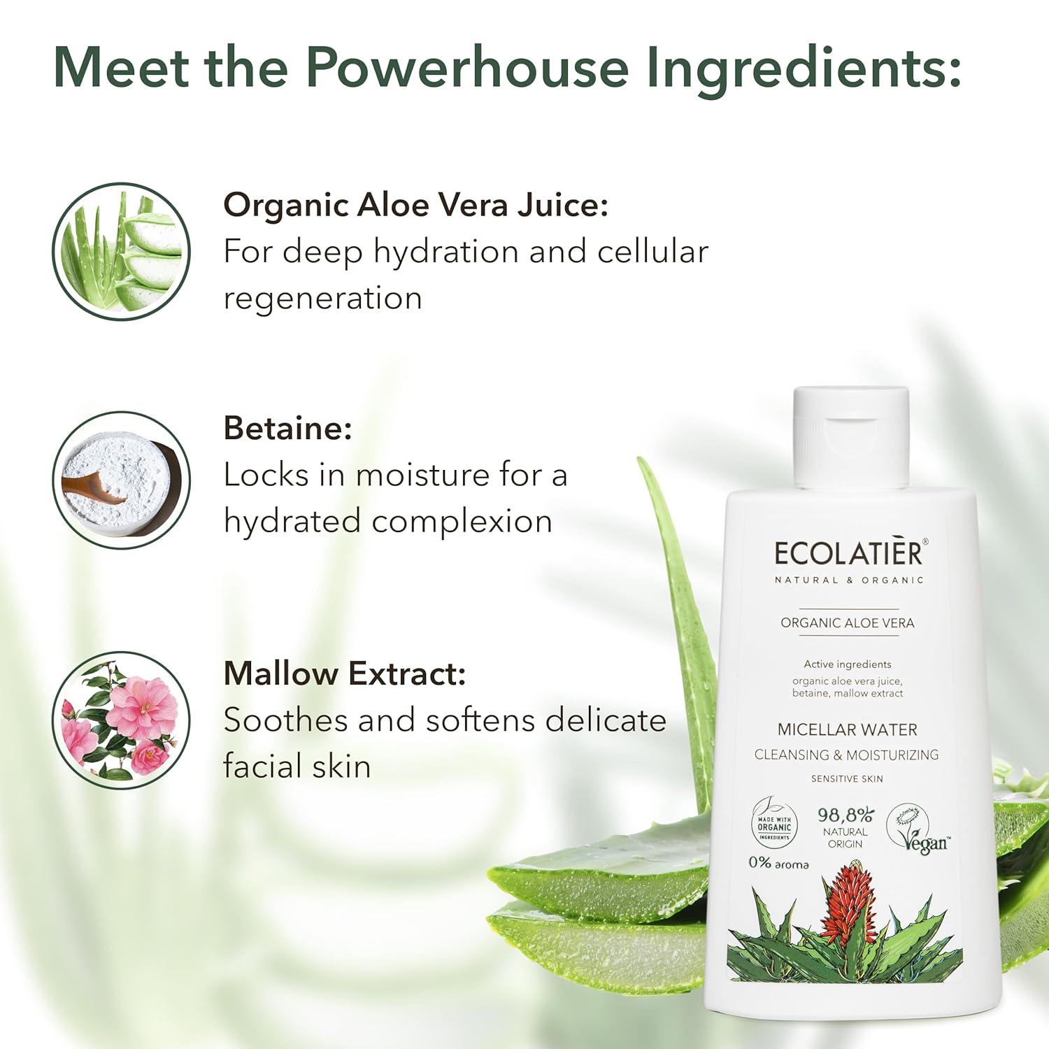 Cleansing & Moisturizing Micellar Water with Organic Aloe Vera