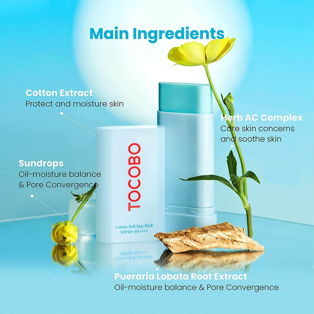 TOCOBO Cotton Soft Sun Stick SPF 50+ PA++++ – Lightweight Korean Sunscreen Stick