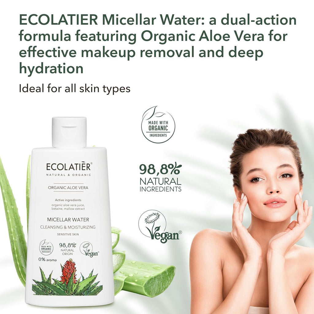 Cleansing & Moisturizing Micellar Water with Organic Aloe Vera