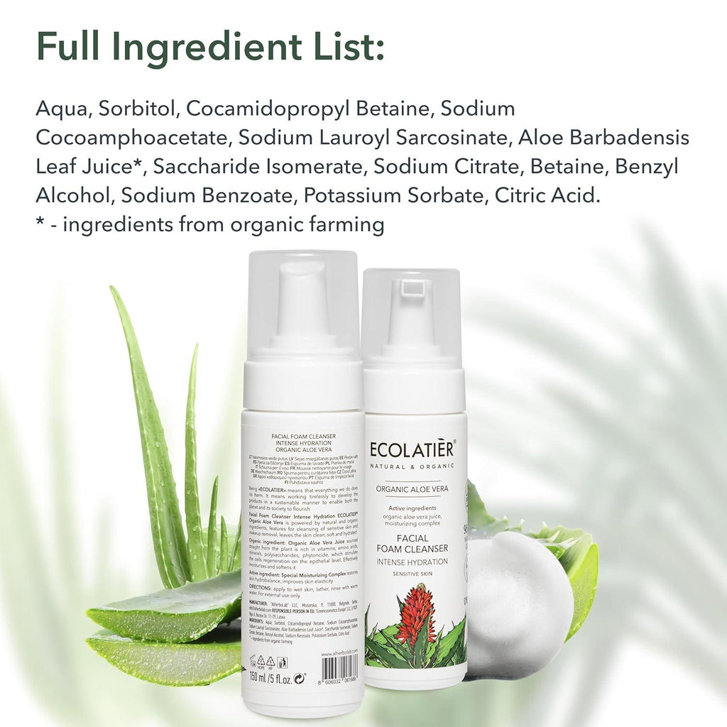 Intense Hydration Facial Foam Cleanser with Organic Aloe Vera