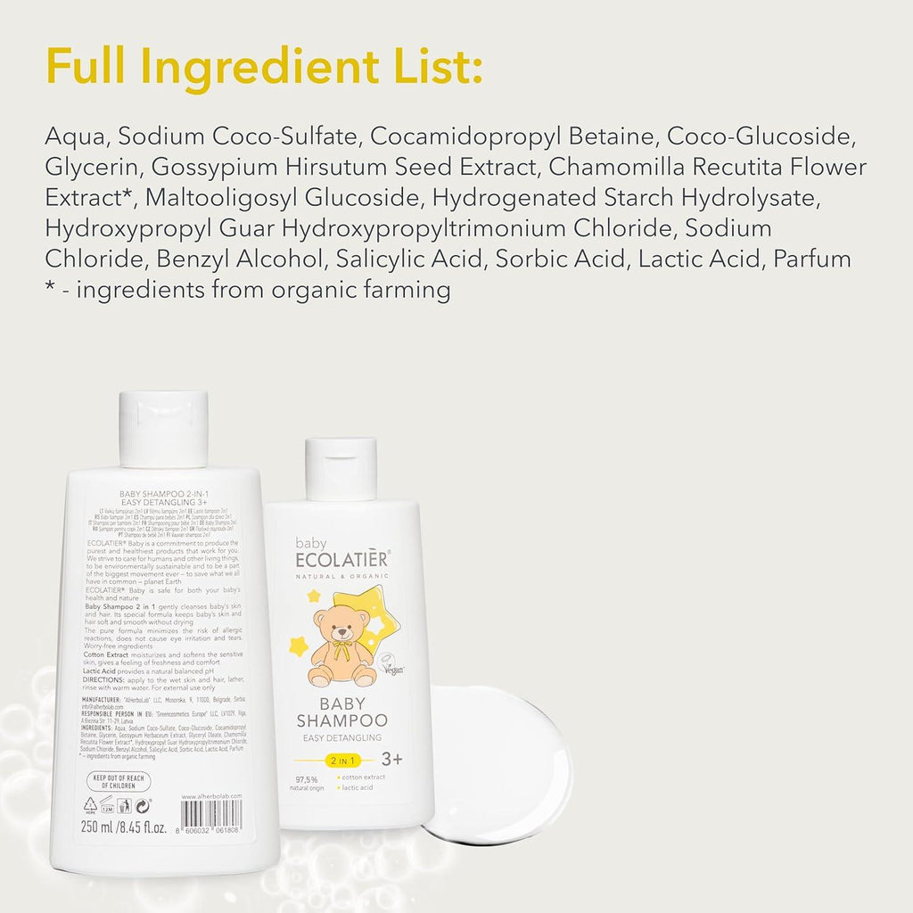 Organic Mimi Baby 2-in-1 Shampoo & Detangler – Ages 3+, 250ml