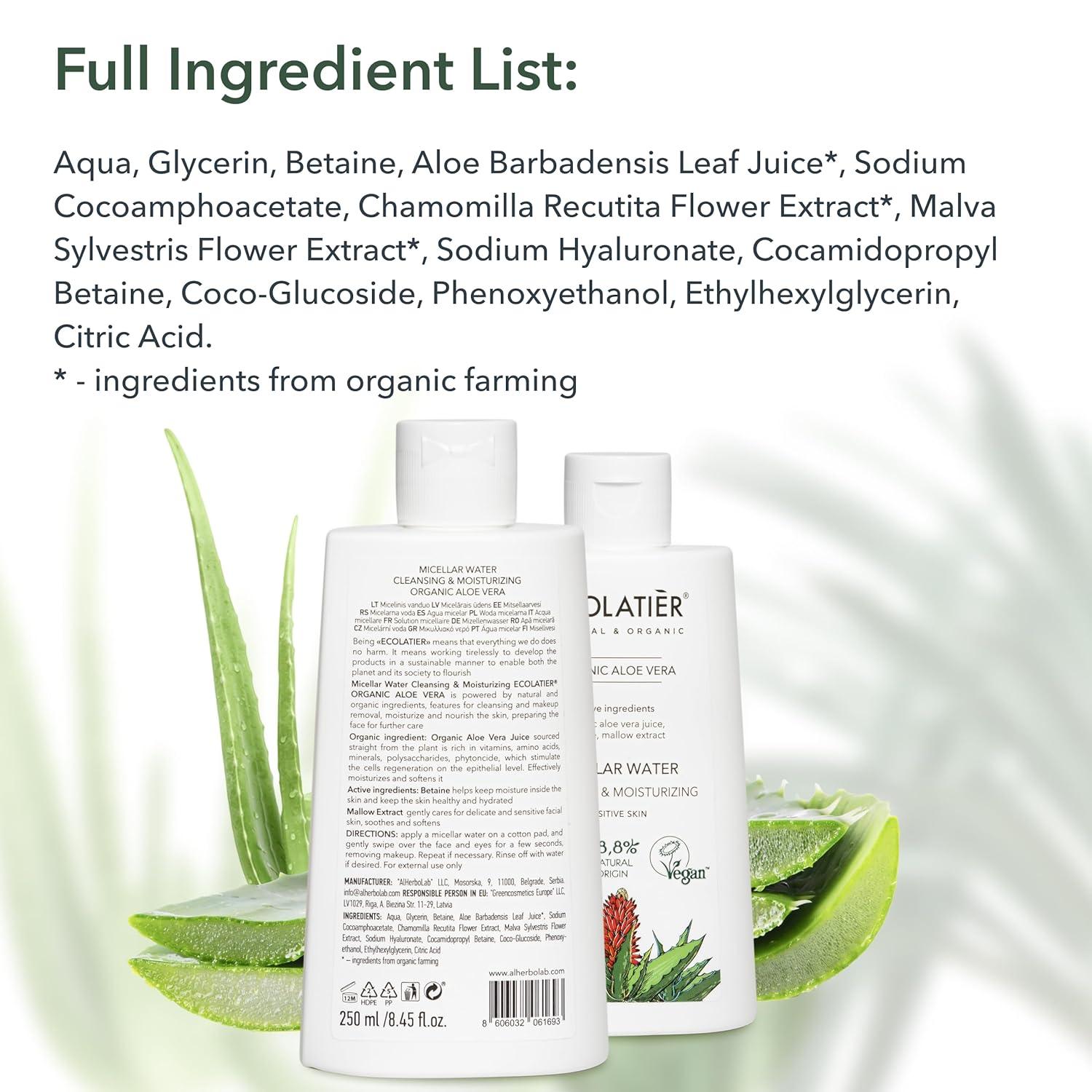 Cleansing & Moisturizing Micellar Water with Organic Aloe Vera
