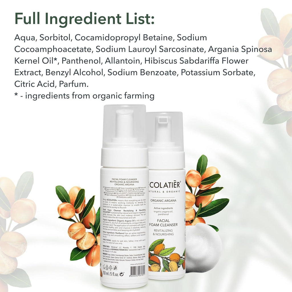 Revitalizing & Nourishing Facial Foam Cleanser with Organic Argan Oil