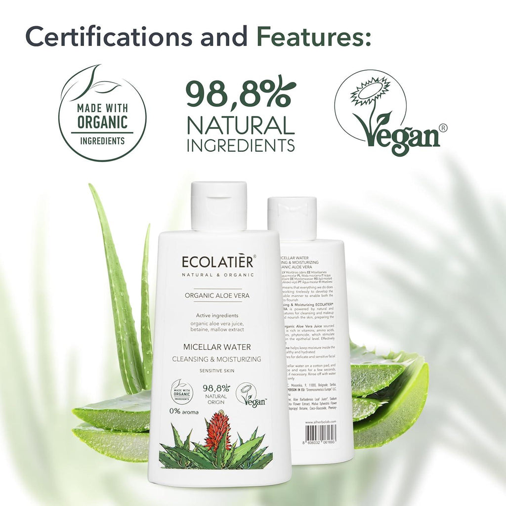 Cleansing & Moisturizing Micellar Water with Organic Aloe Vera