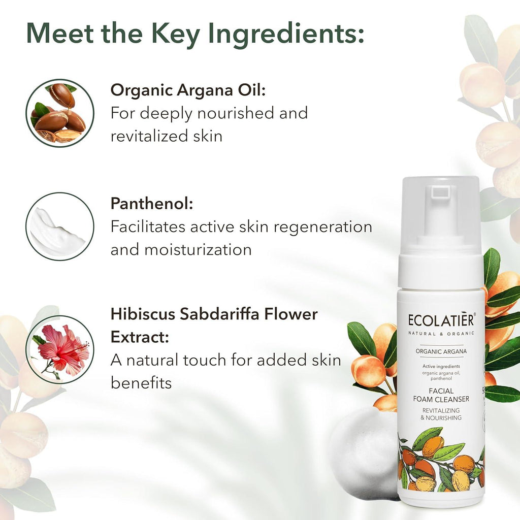 Revitalizing & Nourishing Facial Foam Cleanser with Organic Argan Oil