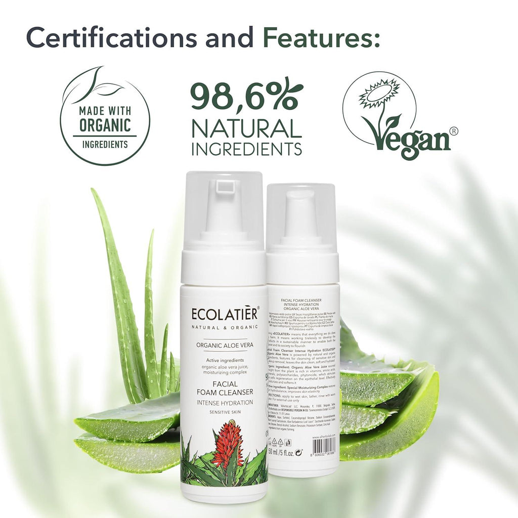 Intense Hydration Facial Foam Cleanser with Organic Aloe Vera