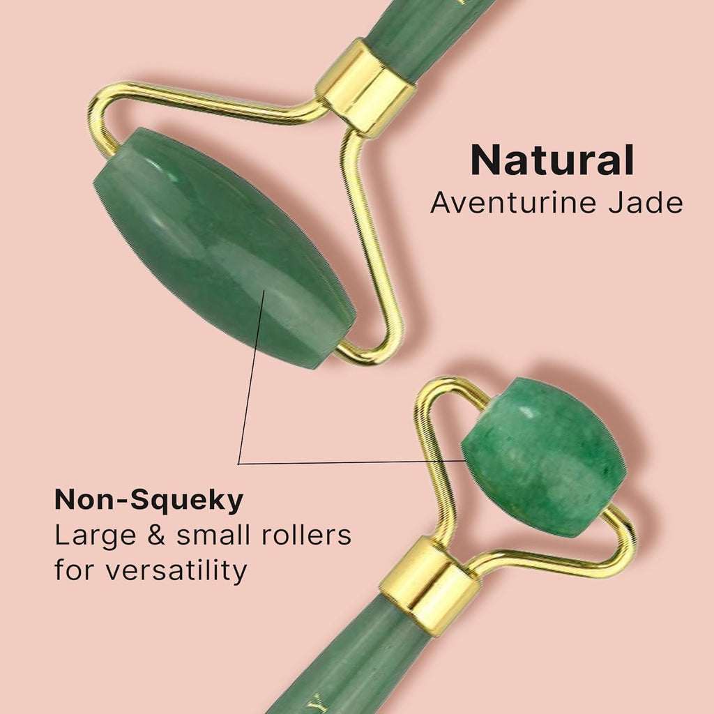 Jade Face Roller with Eye Roller – De-Puffing & Firming Facial Massage Tool