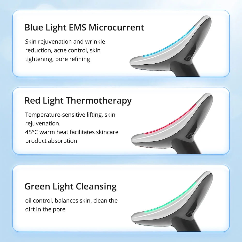 7-Color LED Neck Tightening & Facial Lifting Device – 3-in-1 Anti-Aging Skin Care Tool
