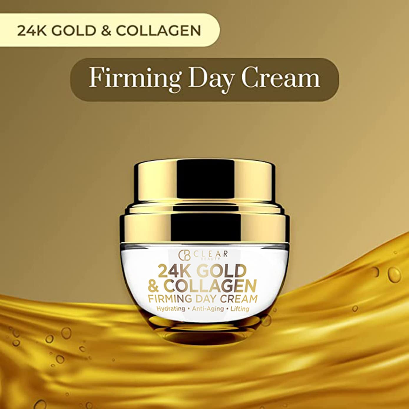 24K Gold & Collagen Daily Face Moisturizer – Korean Anti-Aging Day Cream 1.69 oz
