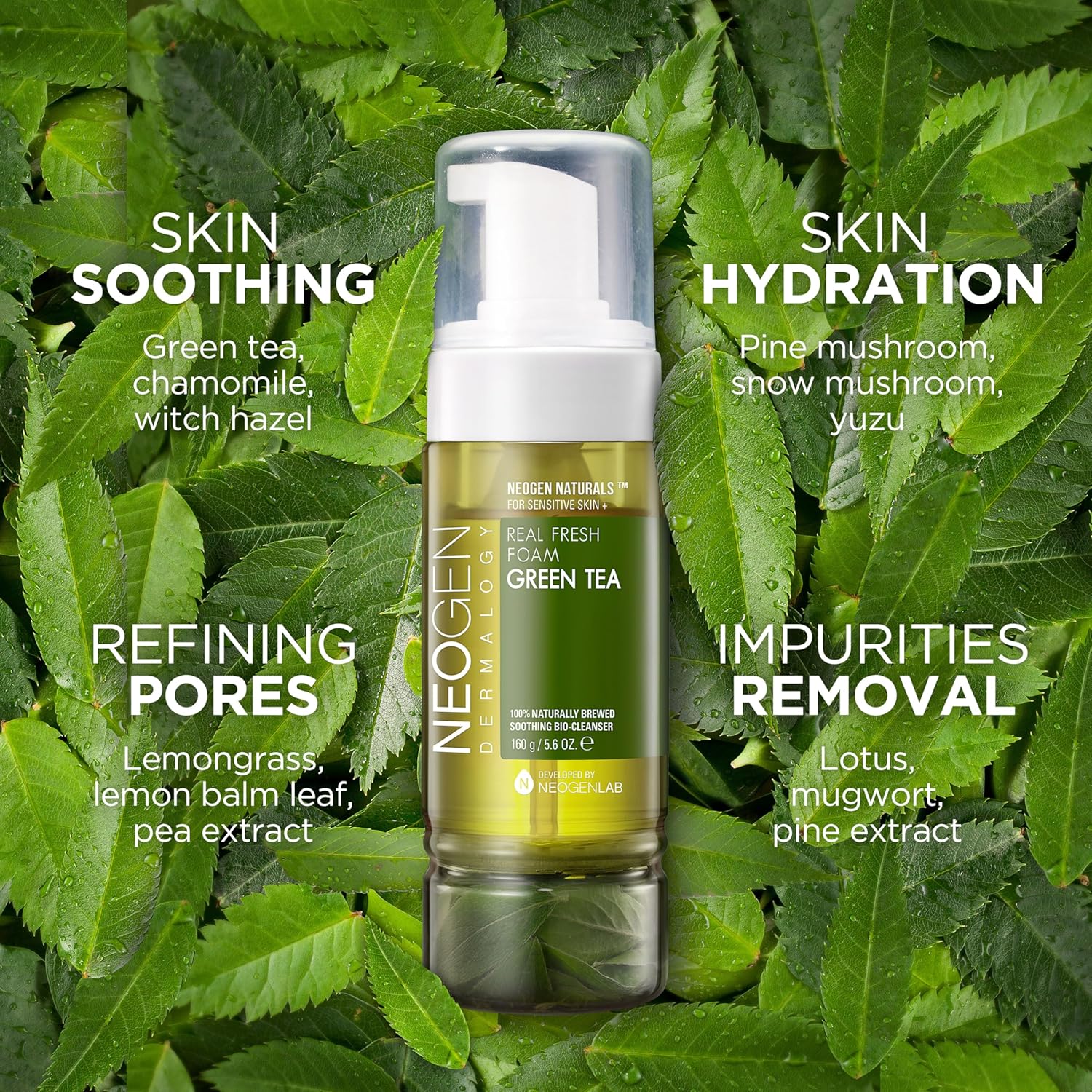 NEOGEN Dermalogy Real Fresh Foam Green Tea – Antioxidant-Rich Korean Foam Cleanser