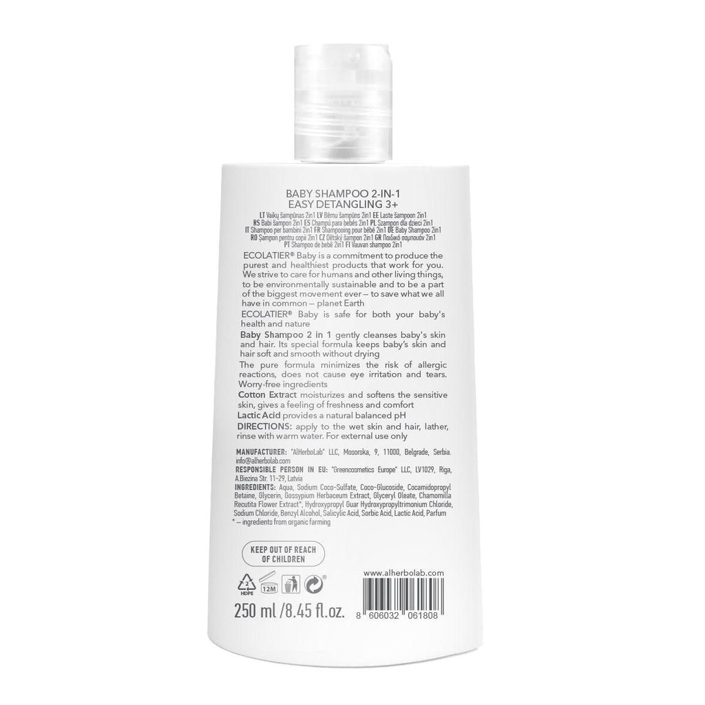 Organic Mimi Baby 2-in-1 Shampoo & Detangler – Ages 3+, 250ml