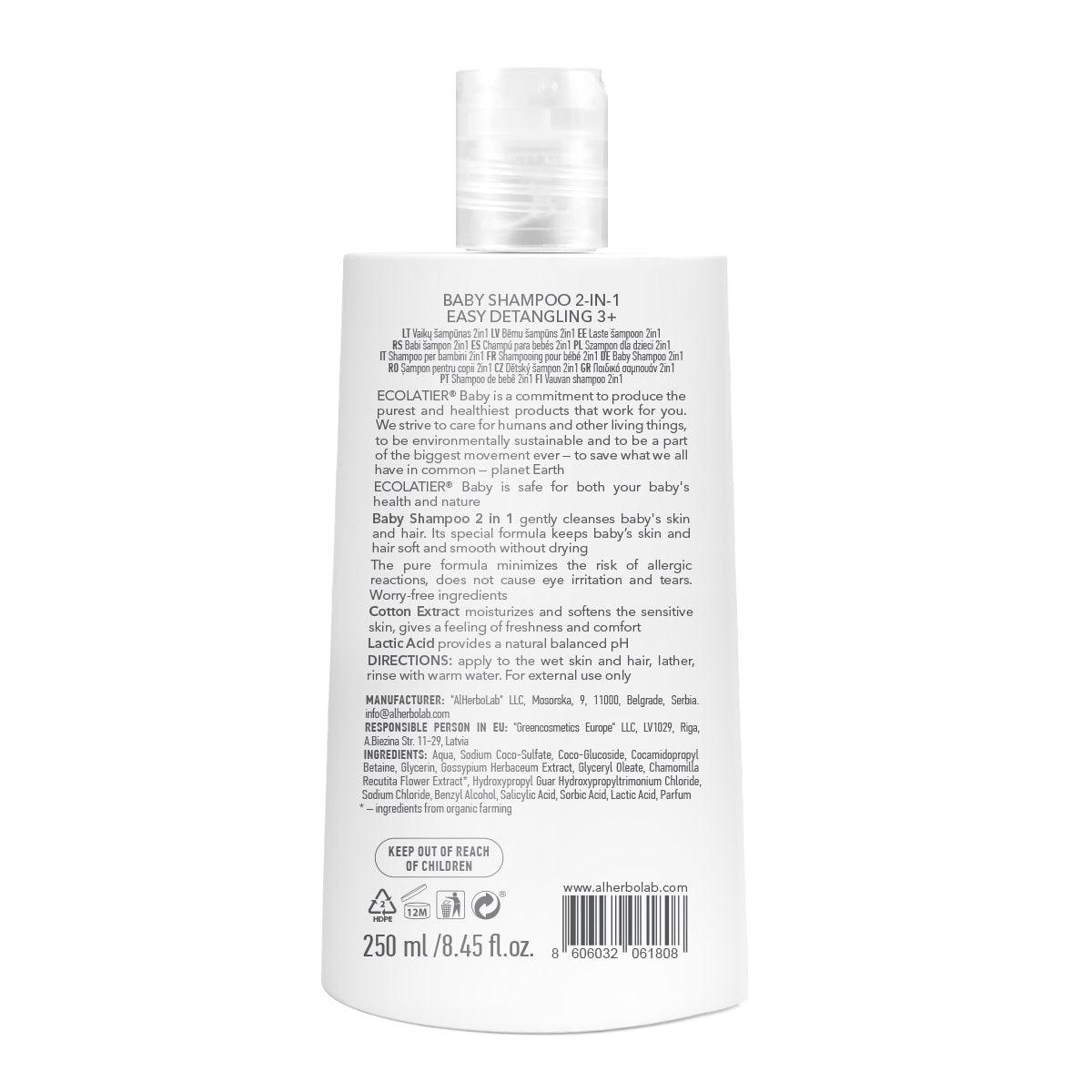 Organic Mimi Baby 2-in-1 Shampoo & Detangler – Ages 3+, 250ml