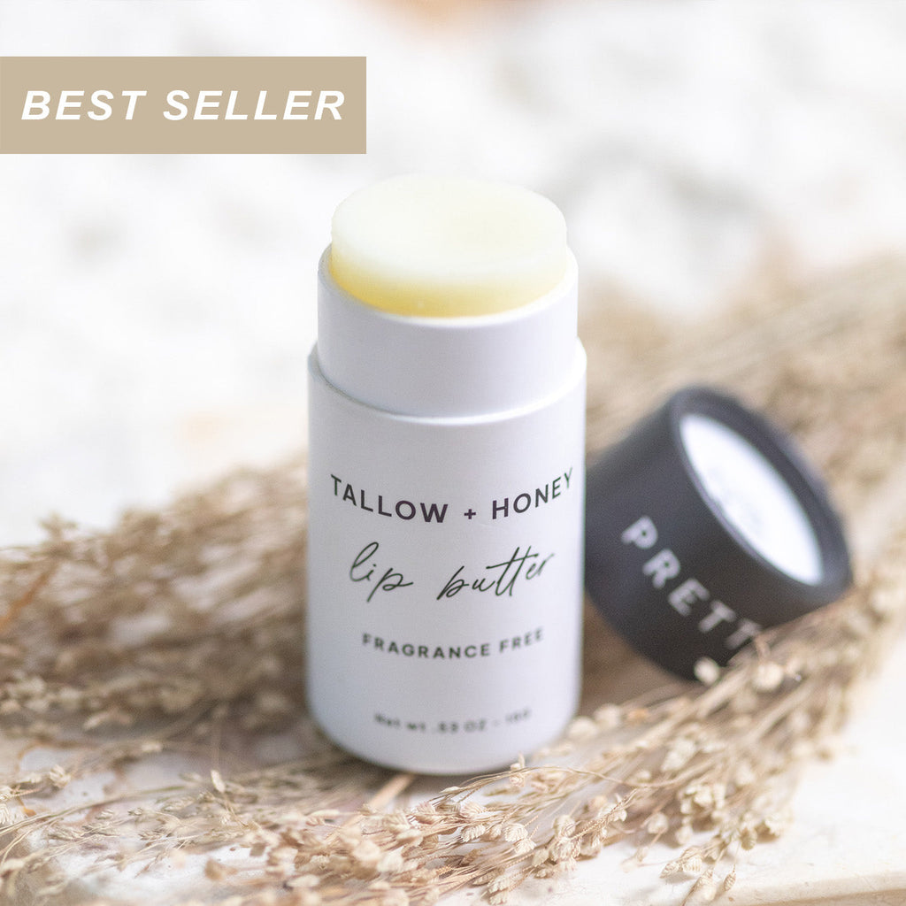 Fragrance-Free Tallow & Honey Lip Butter – Eco-Friendly Travel Tube Lip Balm