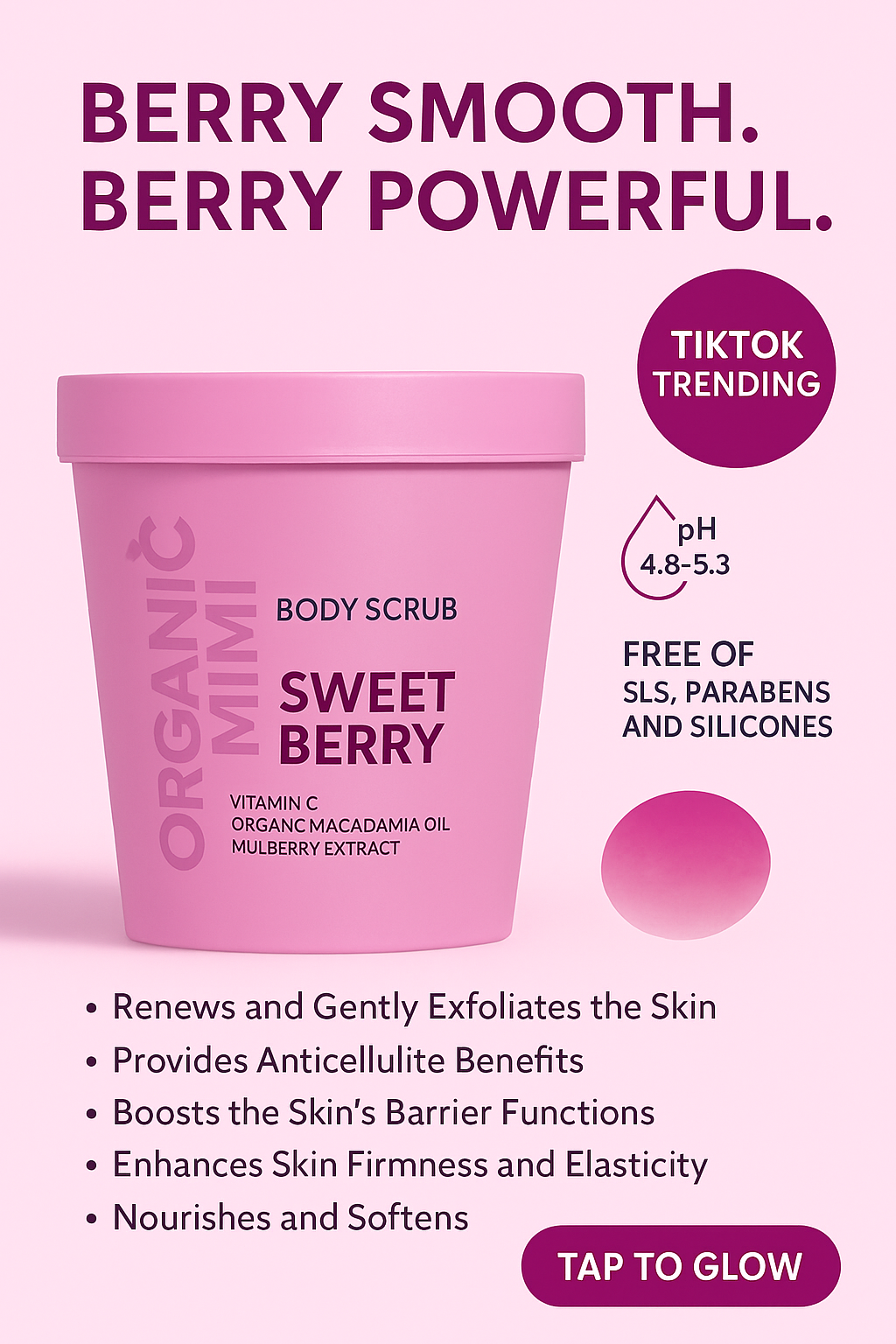 Organic Mimi Body Scrub – Sweet Berry, 250g
