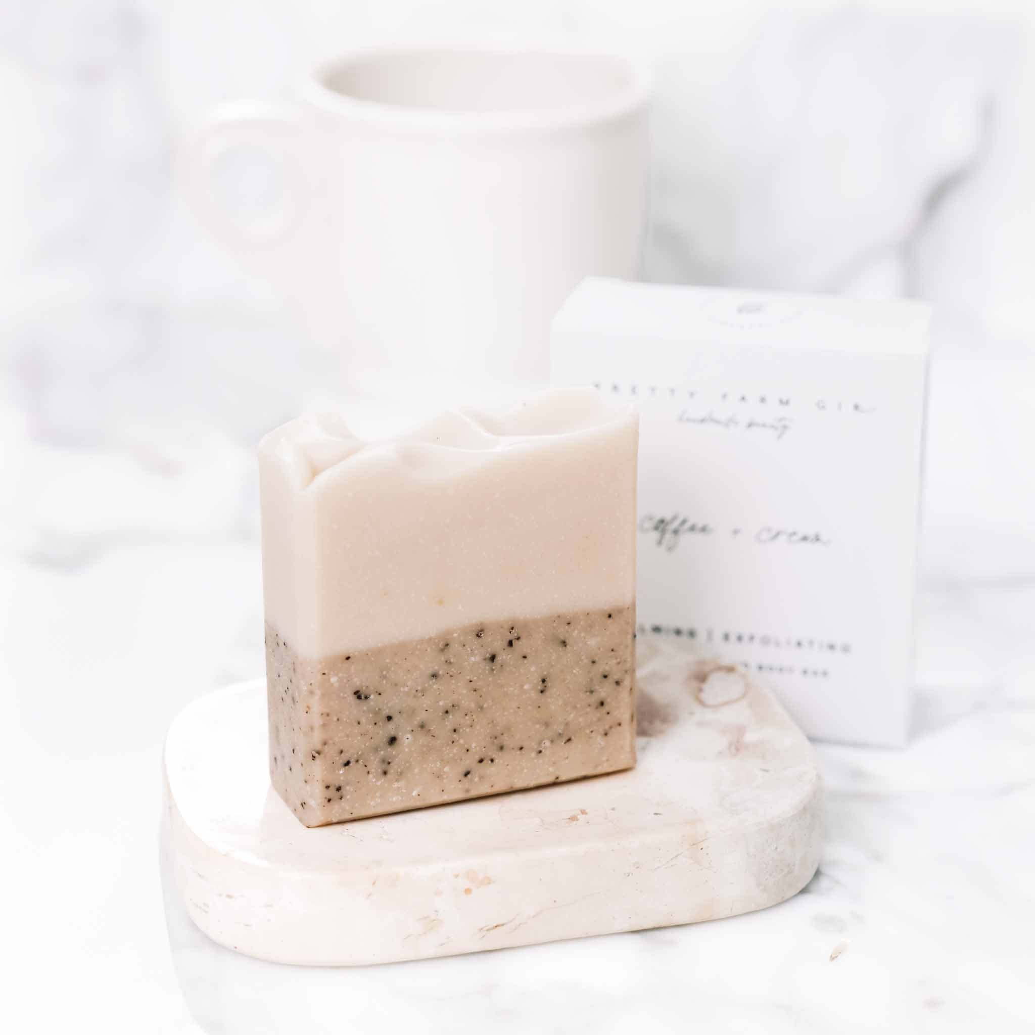 Coffee + Cream Tallow & Goat Milk Soap Bar – Exfoliating Handmade Bar
