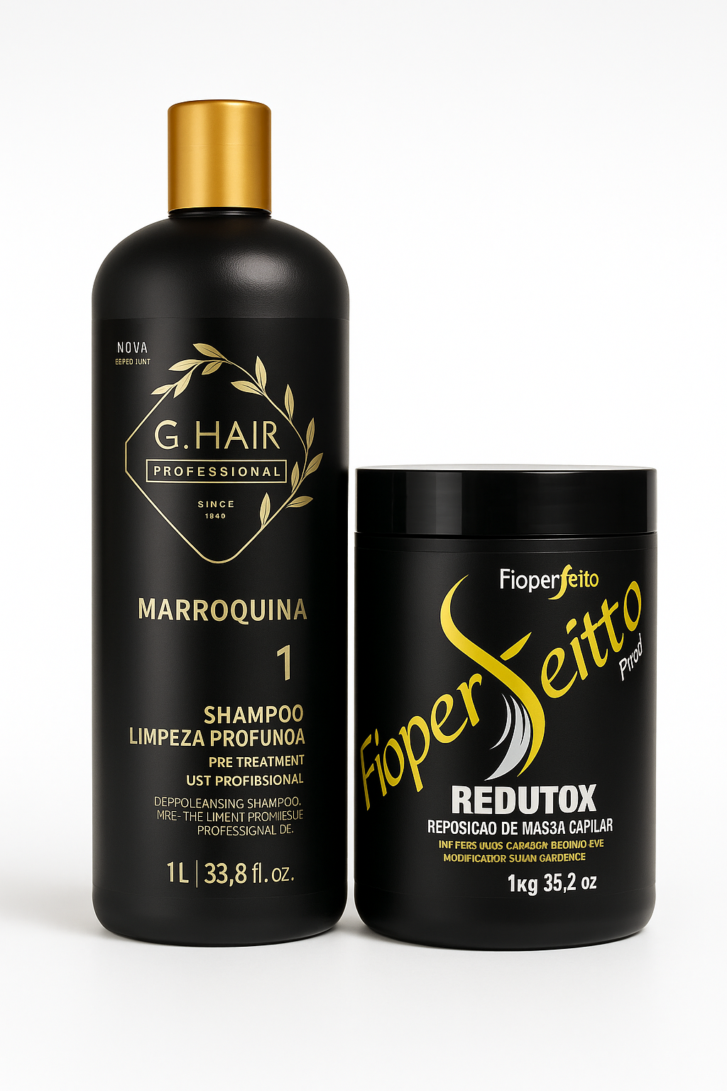 Professional Keratin Treatment Kit - G Hair Moroccan Detox Shampoo & Redutox Mask 33.8oz
