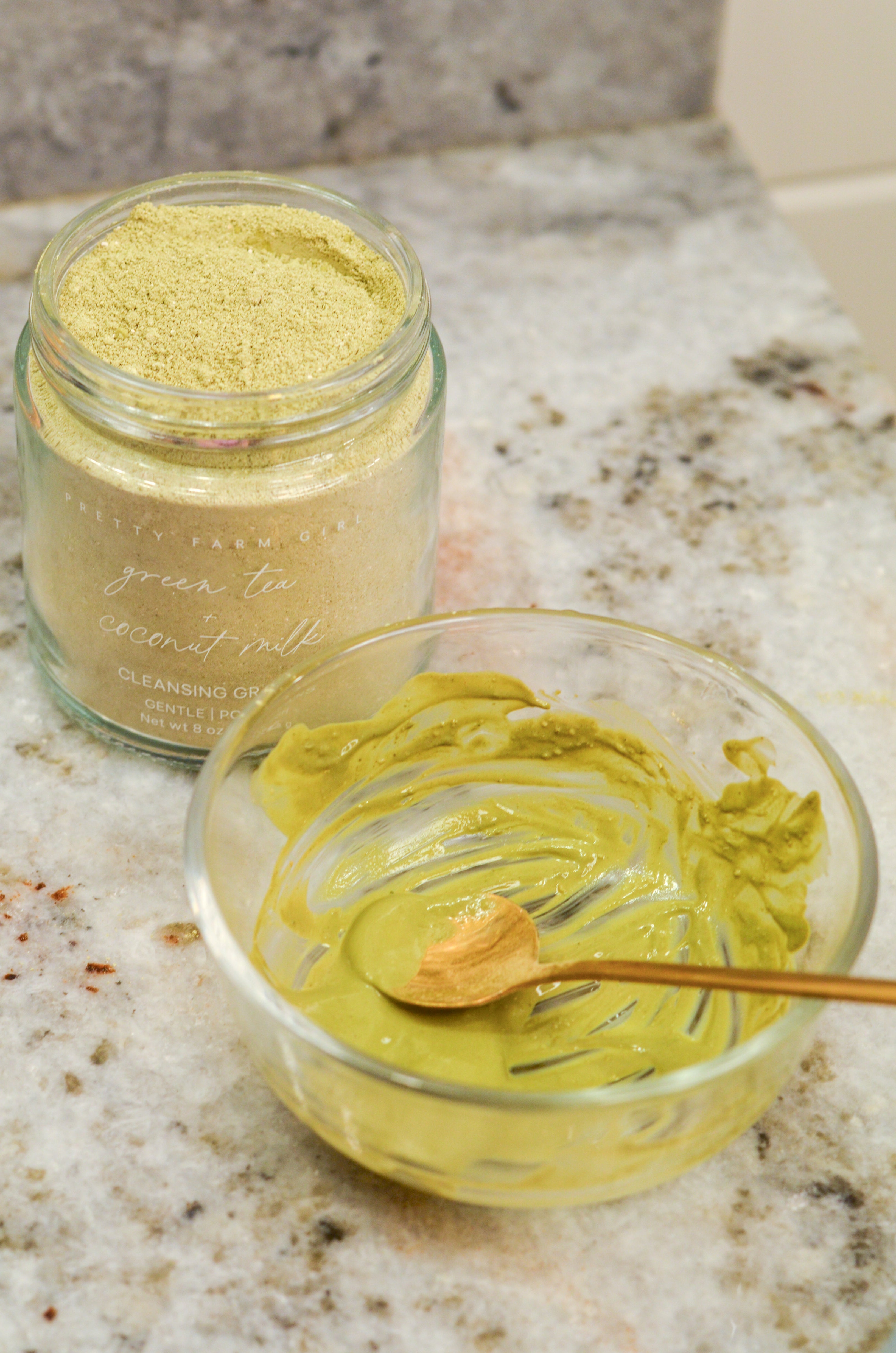 Green Tea & Coconut Milk Facial Cleansing Grains – Gentle Exfoliating Face Wash