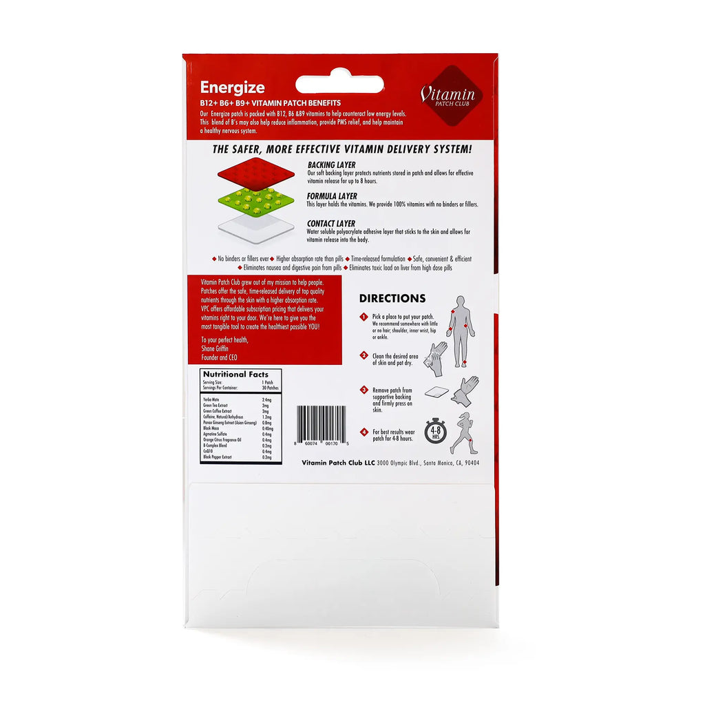 Energize Patch – Clean Energy & Focus with Yerba Mate, B-Vitamins & Ginseng