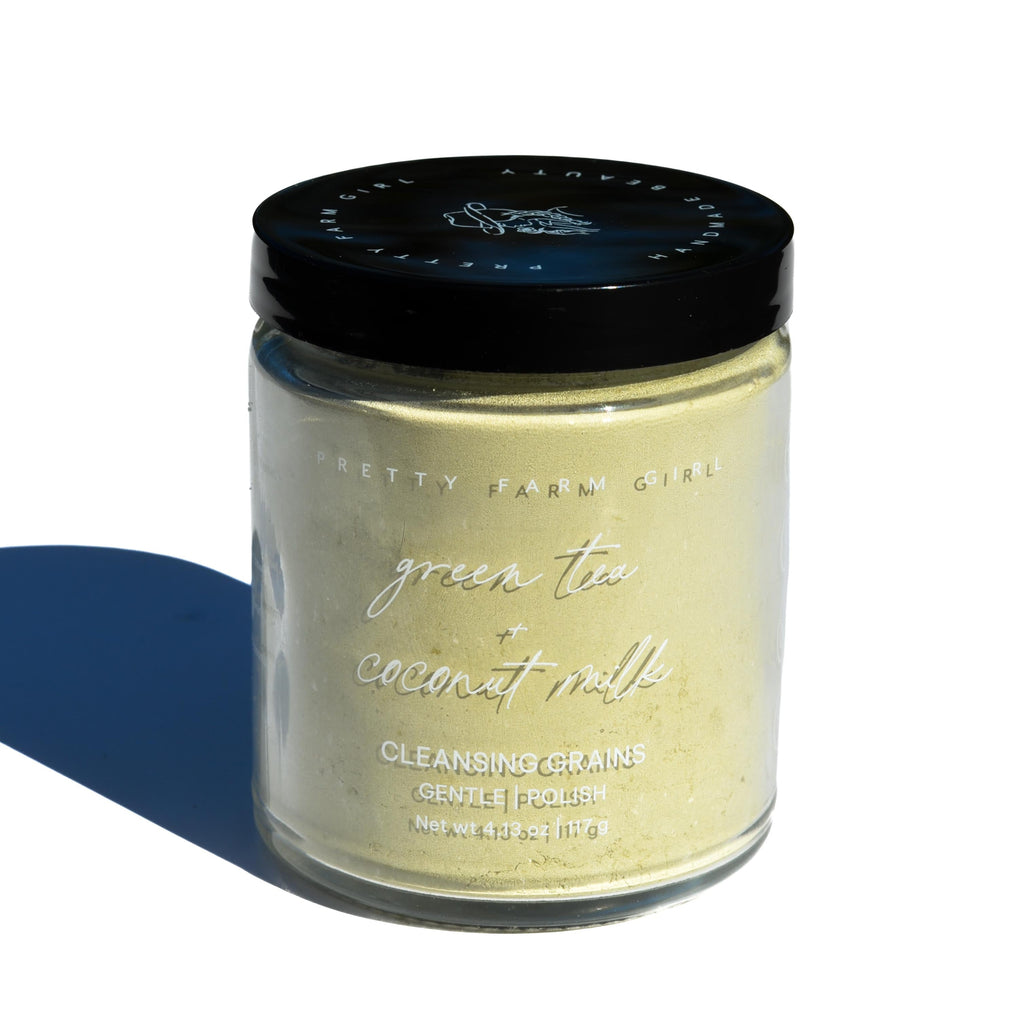 Green Tea & Coconut Milk Facial Cleansing Grains – Gentle Exfoliating Face Wash