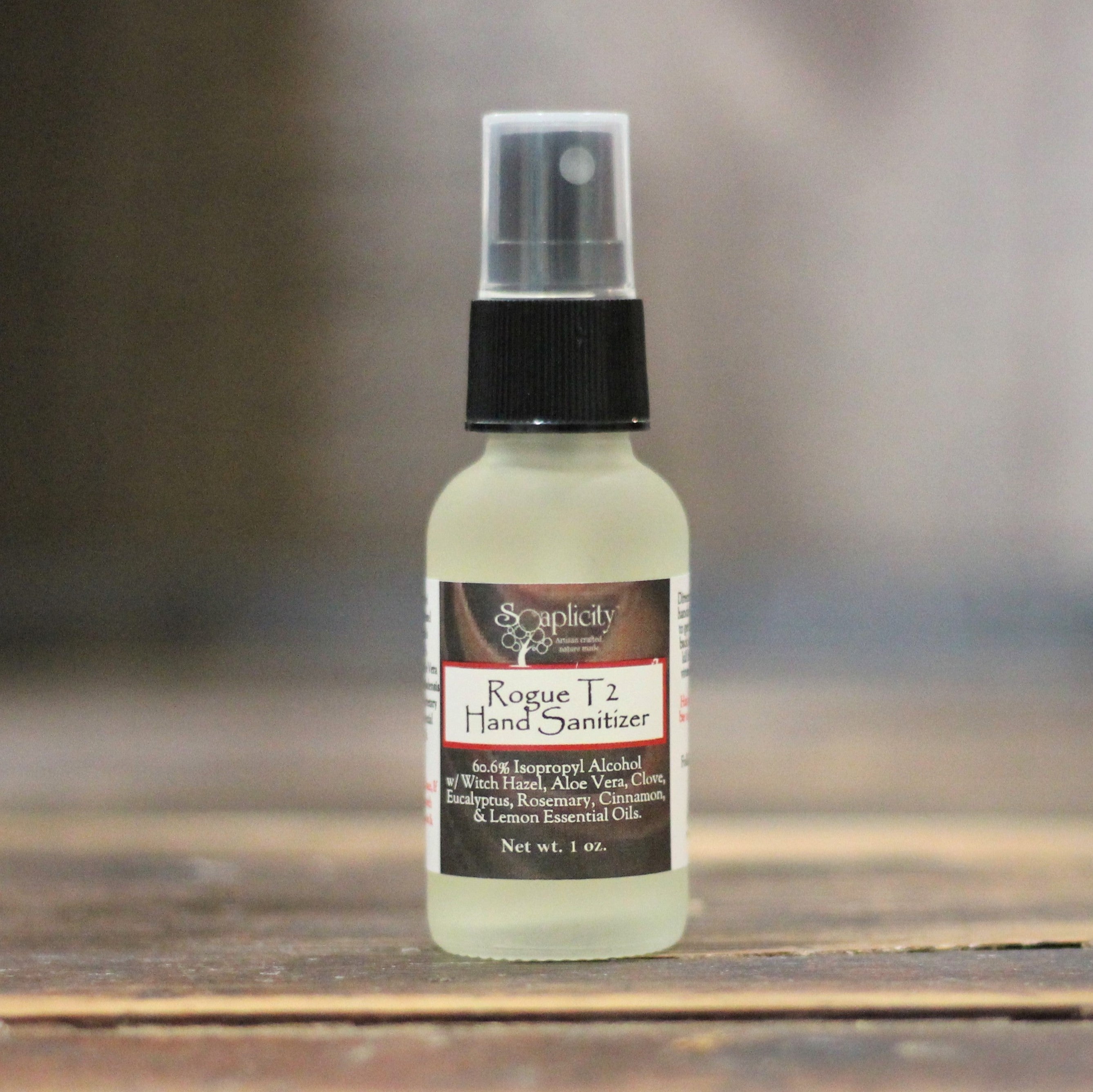 Rogue T2 Hand Sanitizer Spray – 60.6% Alcohol, Natural Essential Oils, 1 oz.