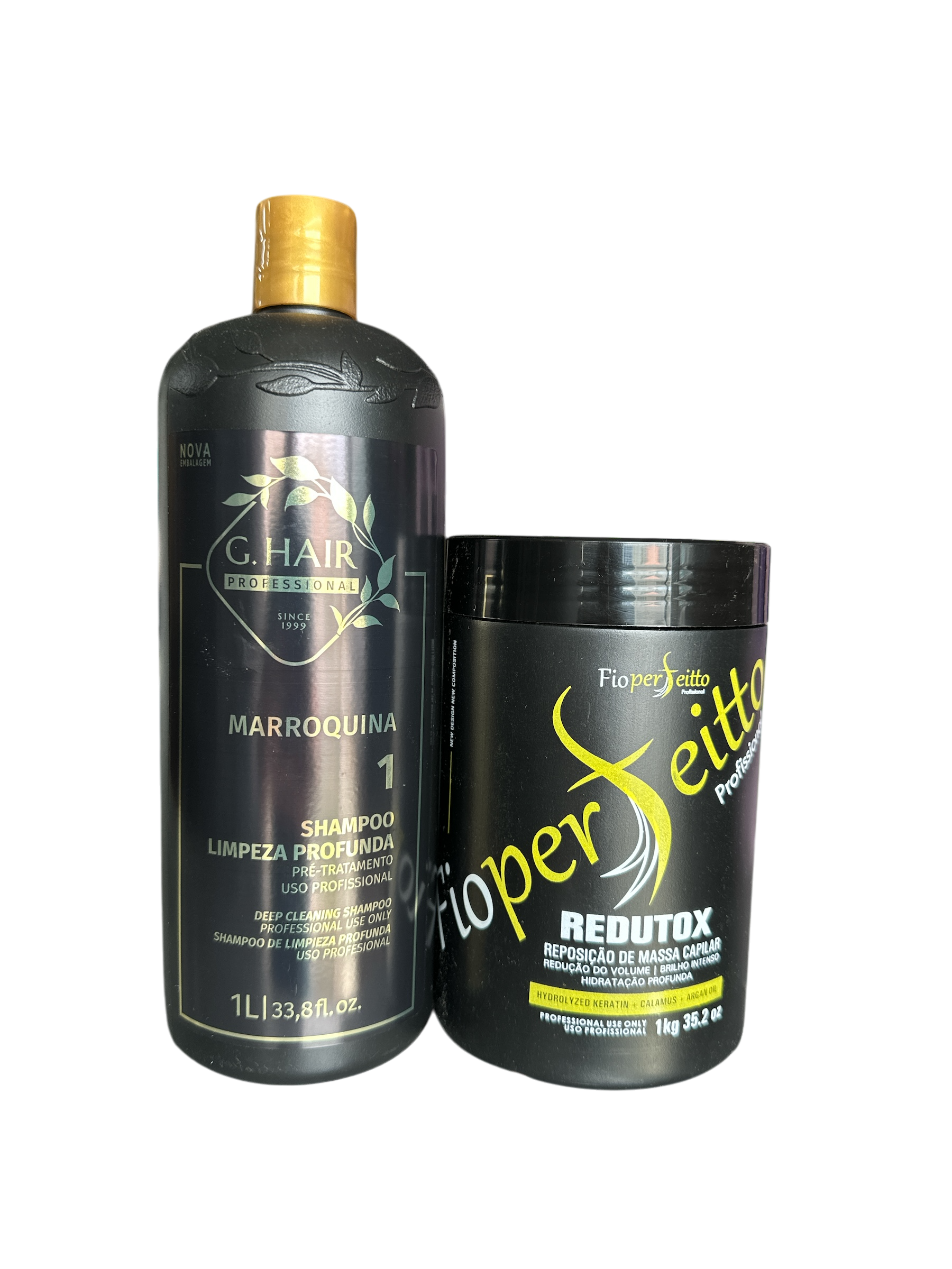Professional Keratin Treatment Kit - G Hair Moroccan Detox Shampoo & Redutox Mask 33.8oz