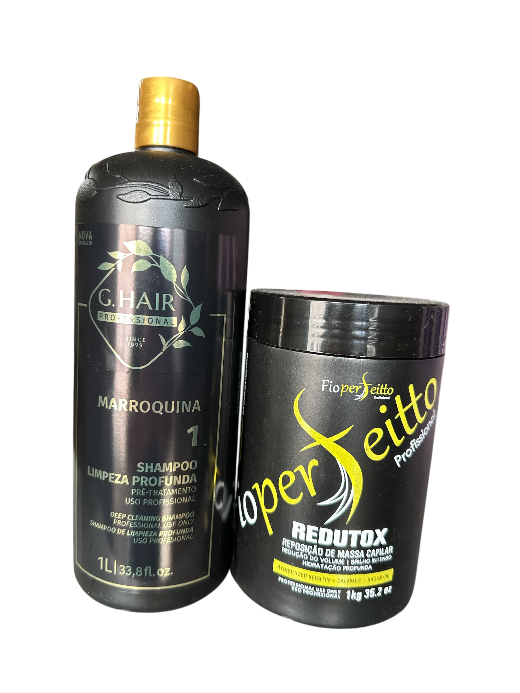 Professional Keratin Treatment Kit - G Hair Moroccan Detox Shampoo & Redutox Mask 33.8oz