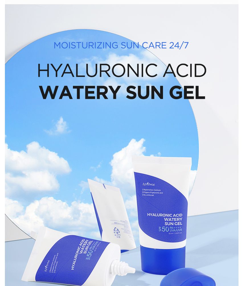Isntree Hyaluronic Acid Watery Sun Gel SPF 50+ PA++++ – 2-Pack Hydrating Korean Sunscreen