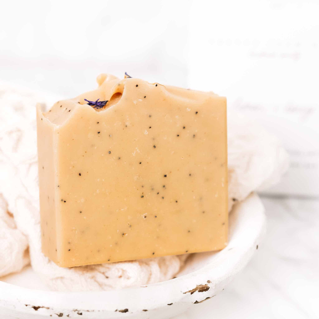 Lemon, Honey & Poppy Seed Tallow & Goat Milk Soap Bar – Brightening Handmade Bar