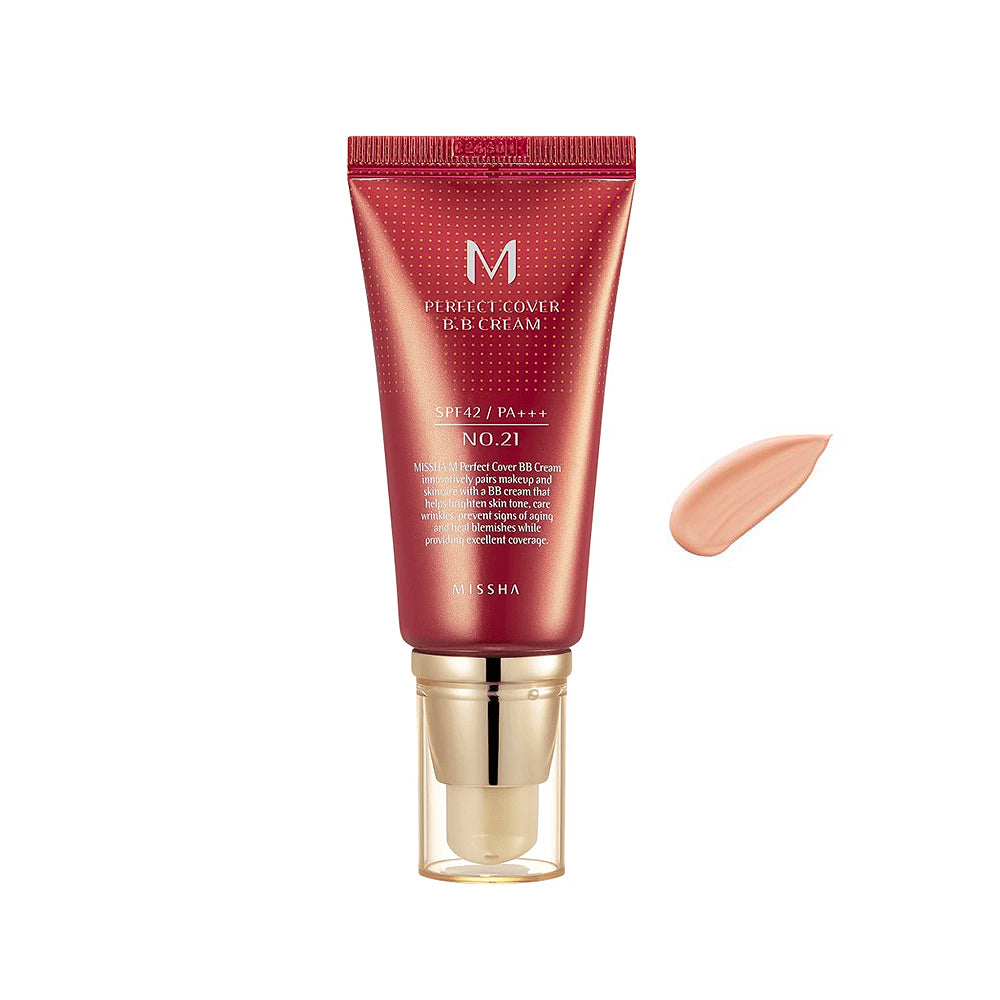 Missha M Perfect Cover BB Cream #21 Light Beige – Full Coverage Korean BB Cream