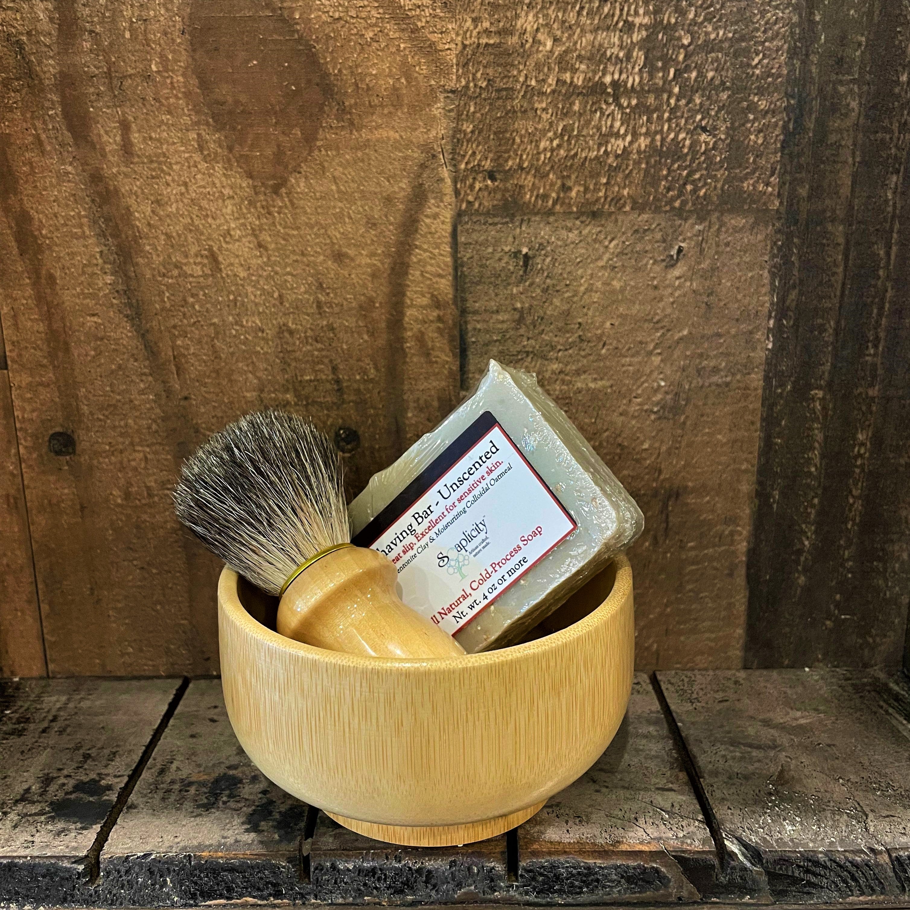 Men's Shaving Set – Bamboo | Natural Shaving Brush, Bowl & Soap