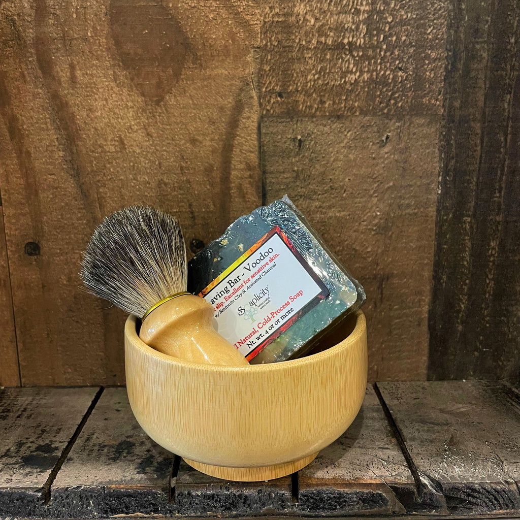 Men's Shaving Set – Bamboo | Natural Shaving Brush, Bowl & Soap