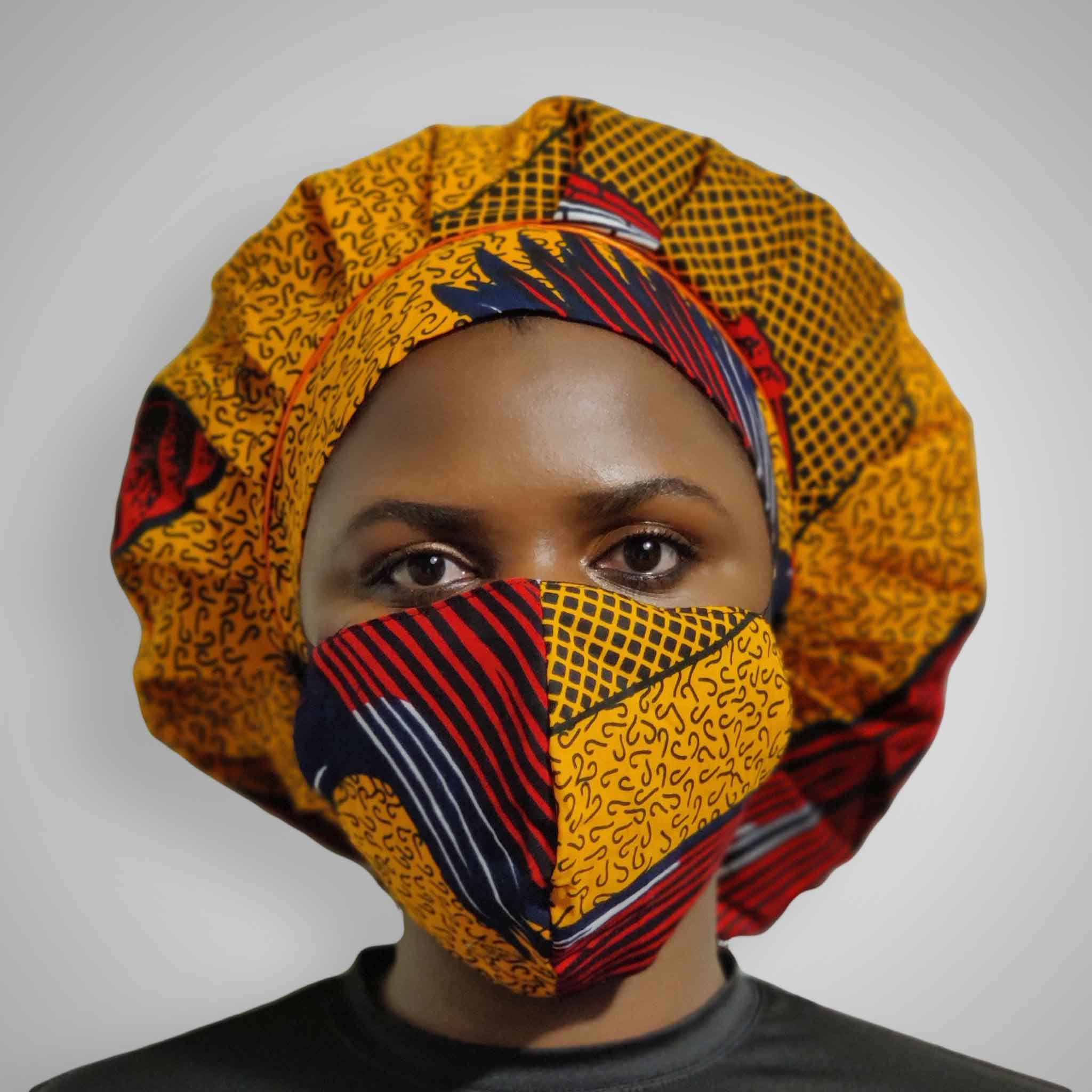 Duma Mbili Kente Satin-Lined Reversible Bonnet – 68" x 20"