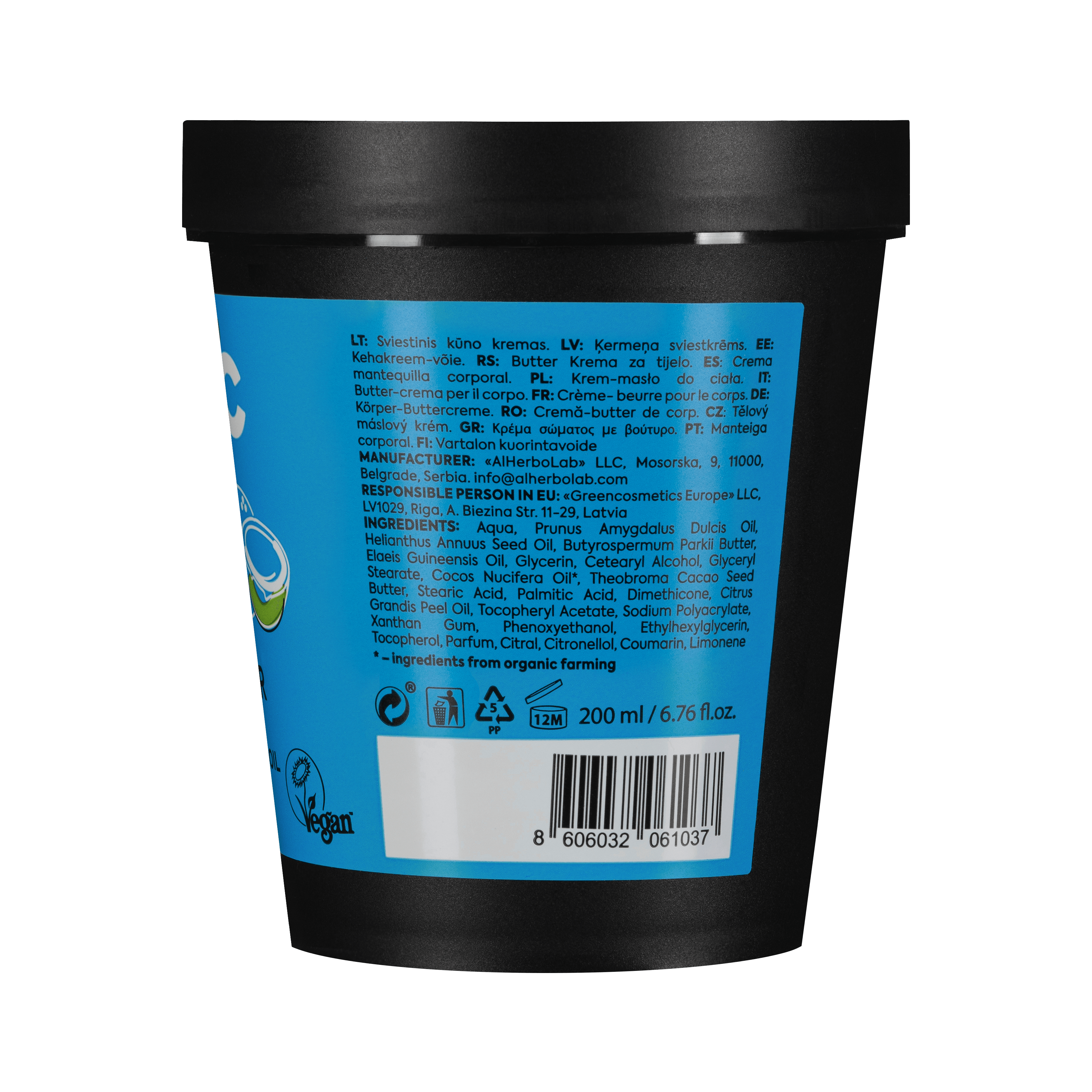 Organic Mimi Restoring Body Butter – Coconut & Grapefruit, 200ml