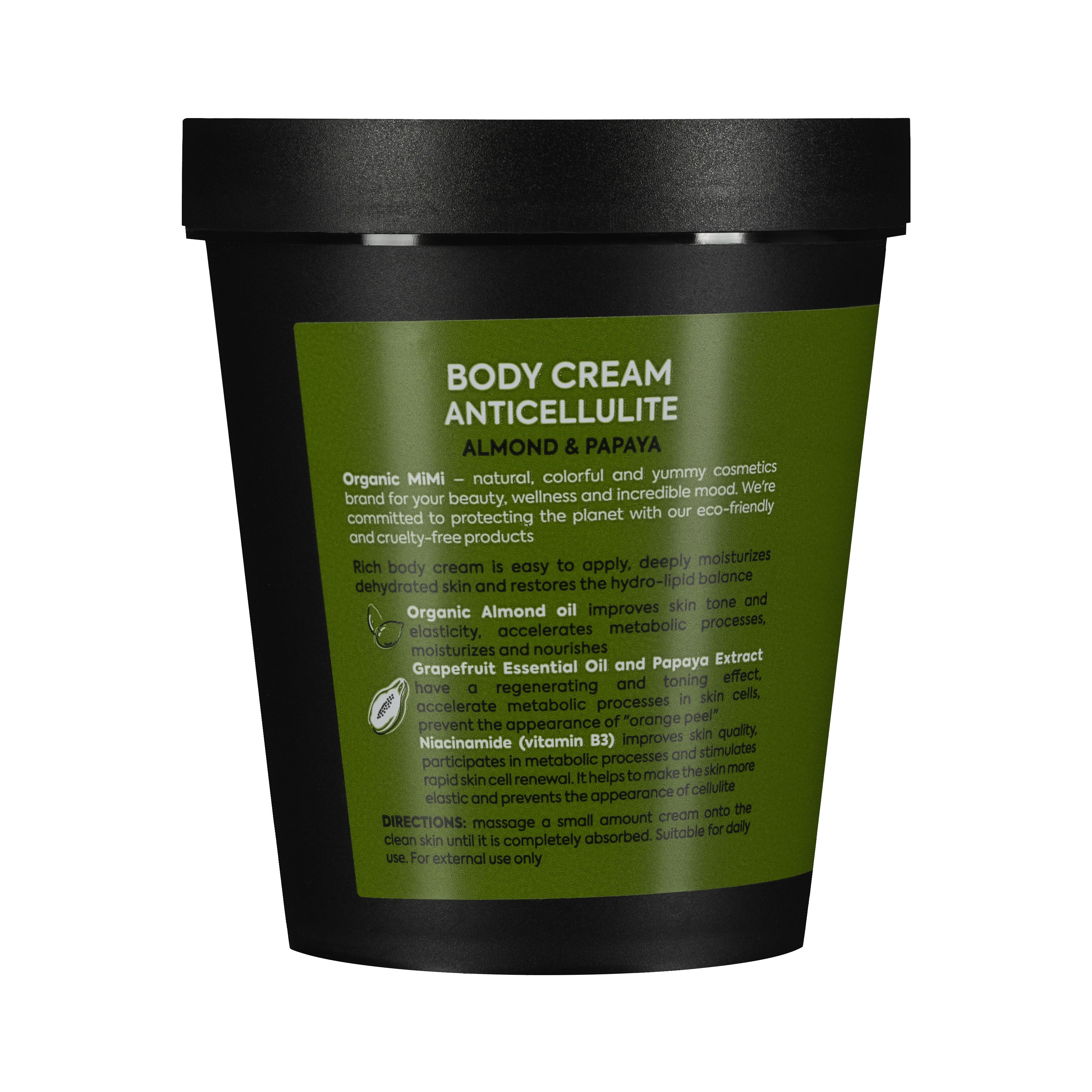 Organic Mimi Anticellulite Body Cream – Almond & Papaya, 200ml