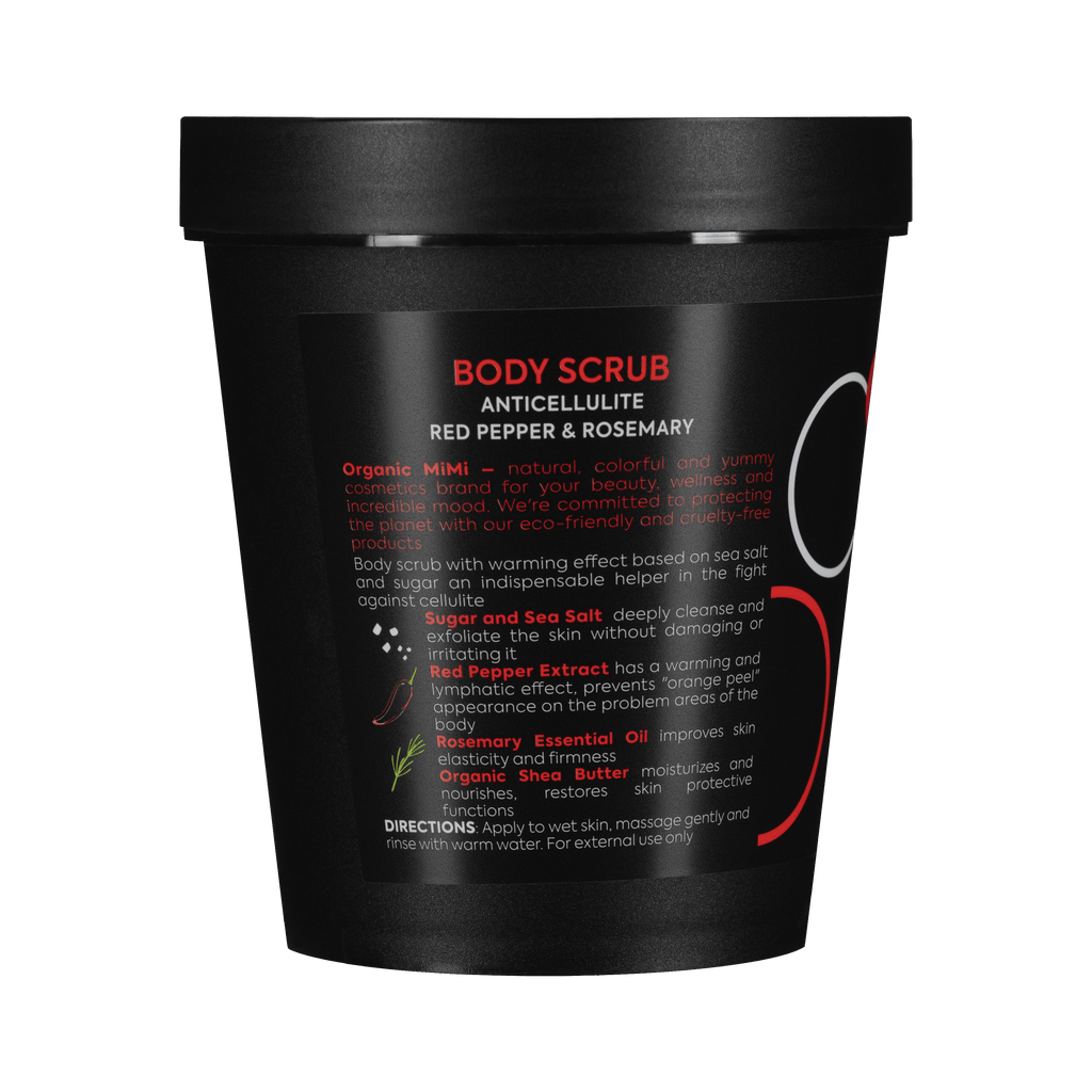 Organic Mimi Anticellulite Body Scrub – Red Pepper & Rosemary, 250g