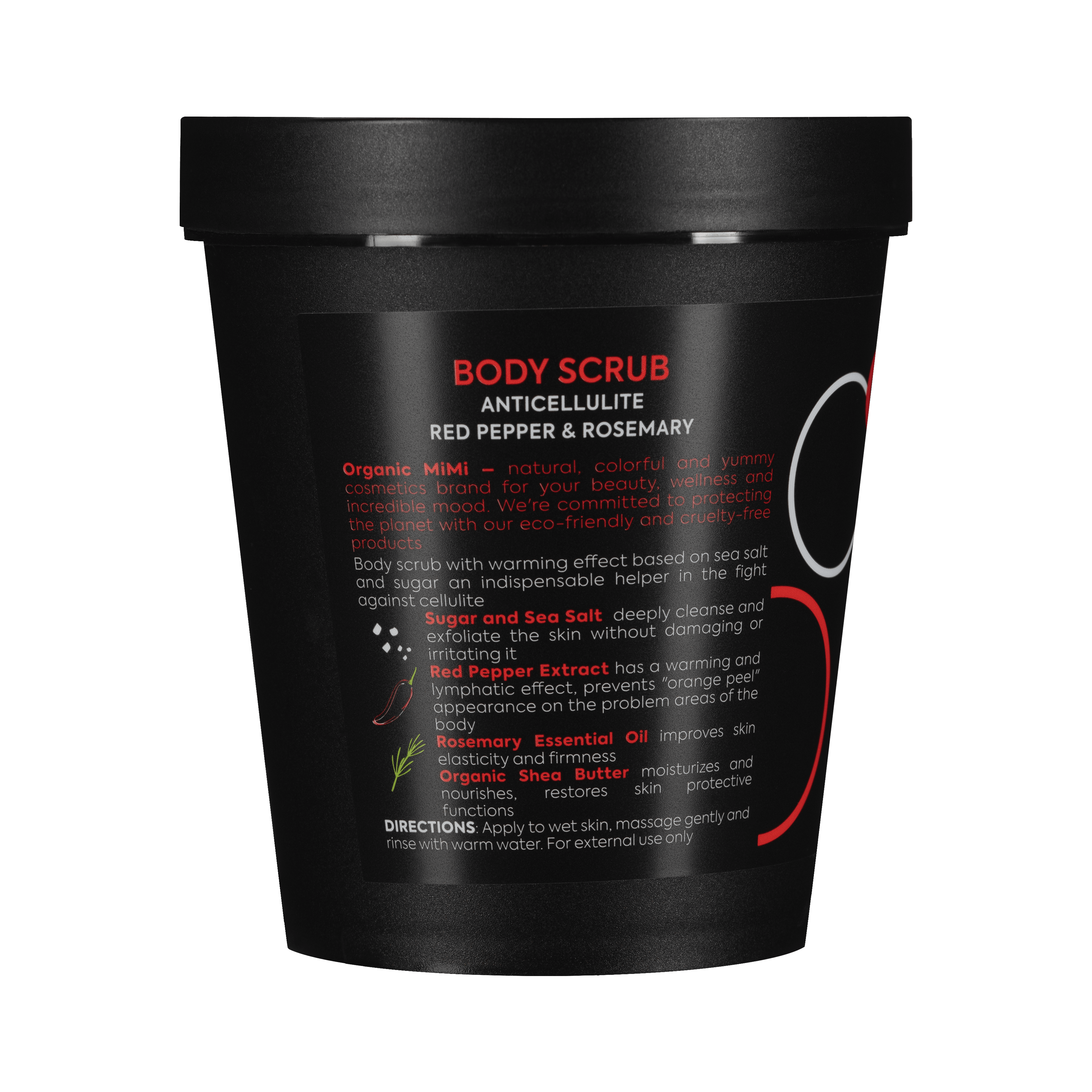 Organic Mimi Anticellulite Body Scrub – Red Pepper & Rosemary, 250g