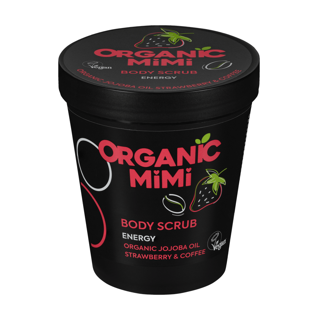 Organic Mimi Energy Body Scrub – Strawberry & Coffee, 250g