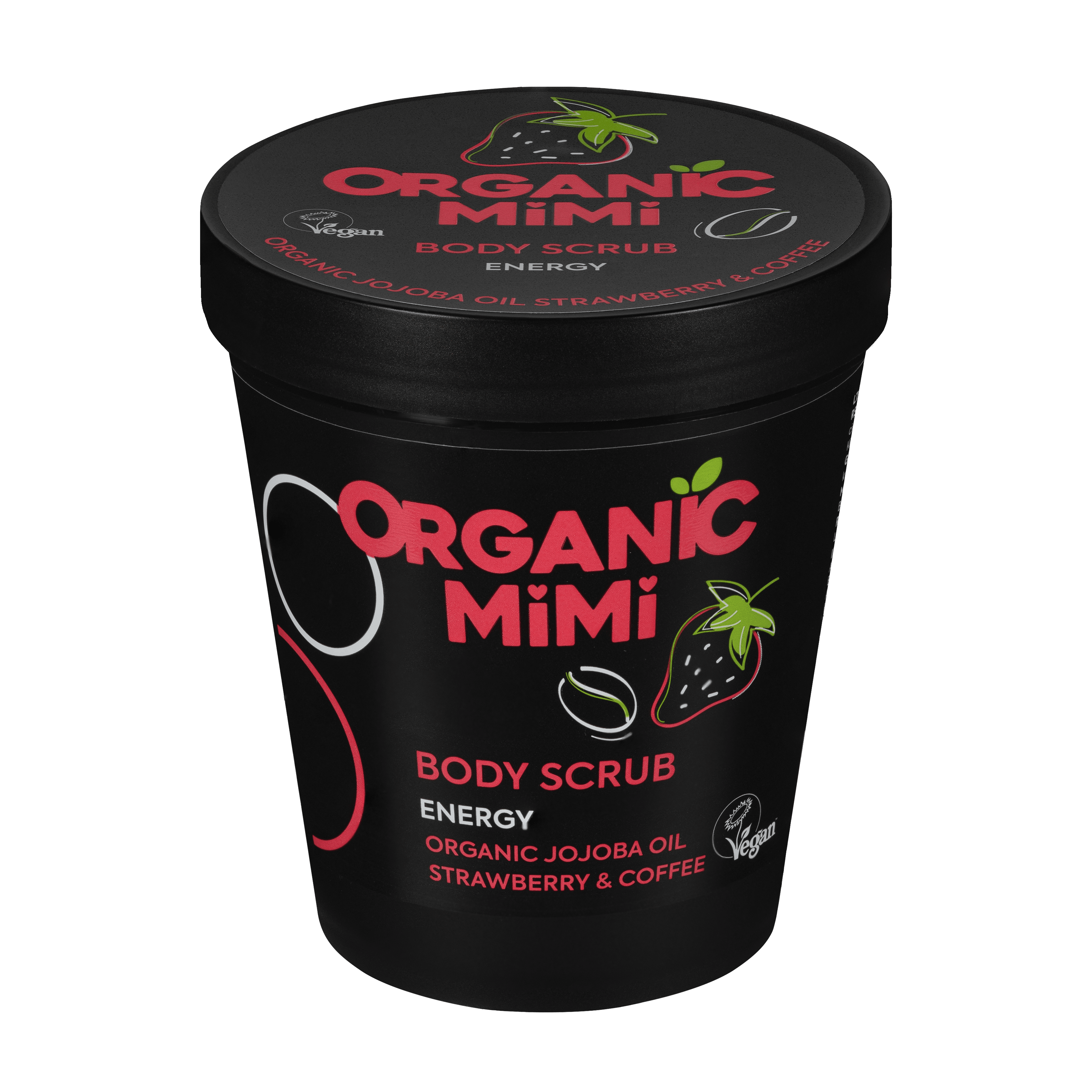 Organic Mimi Energy Body Scrub – Strawberry & Coffee, 250g