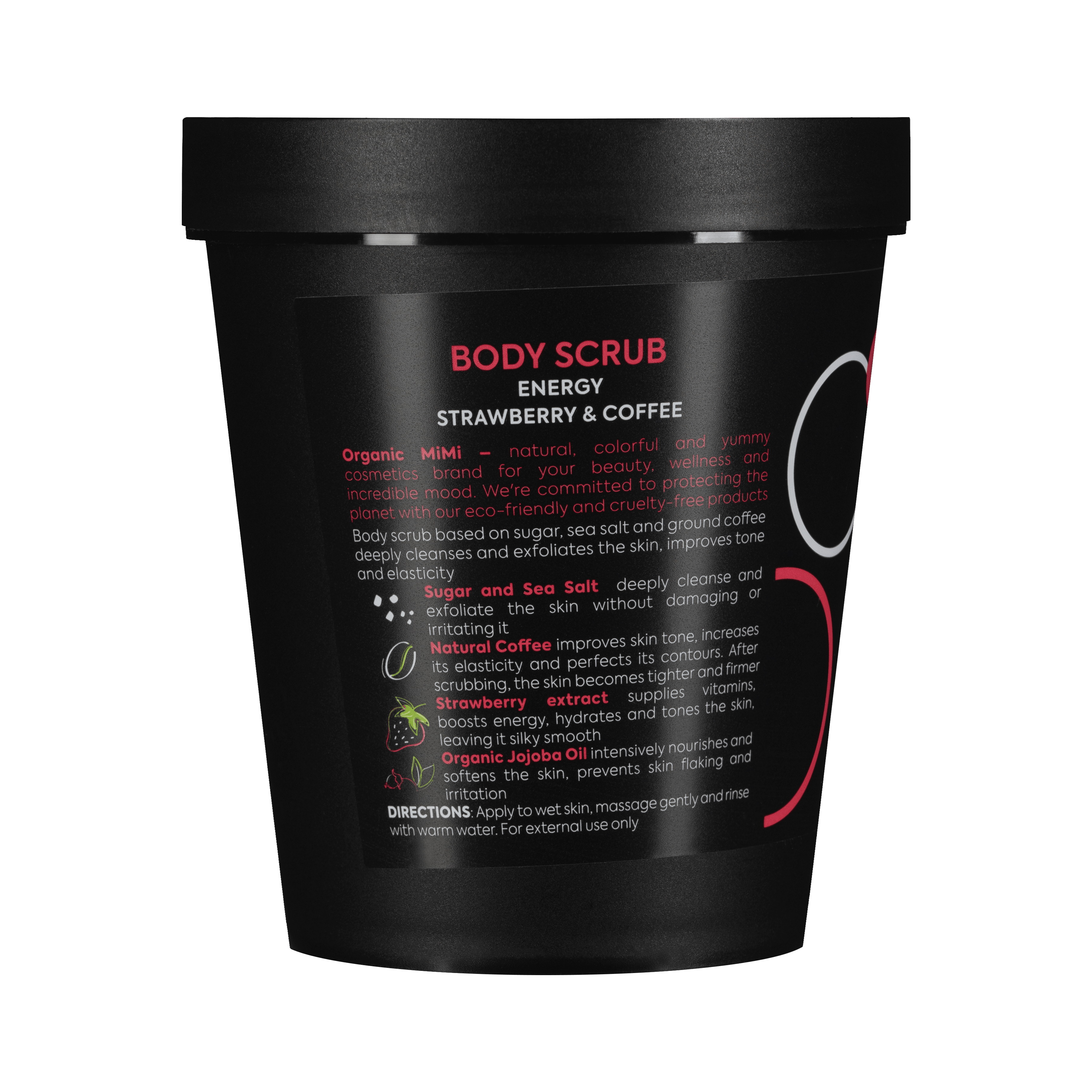 Organic Mimi Energy Body Scrub – Strawberry & Coffee, 250g