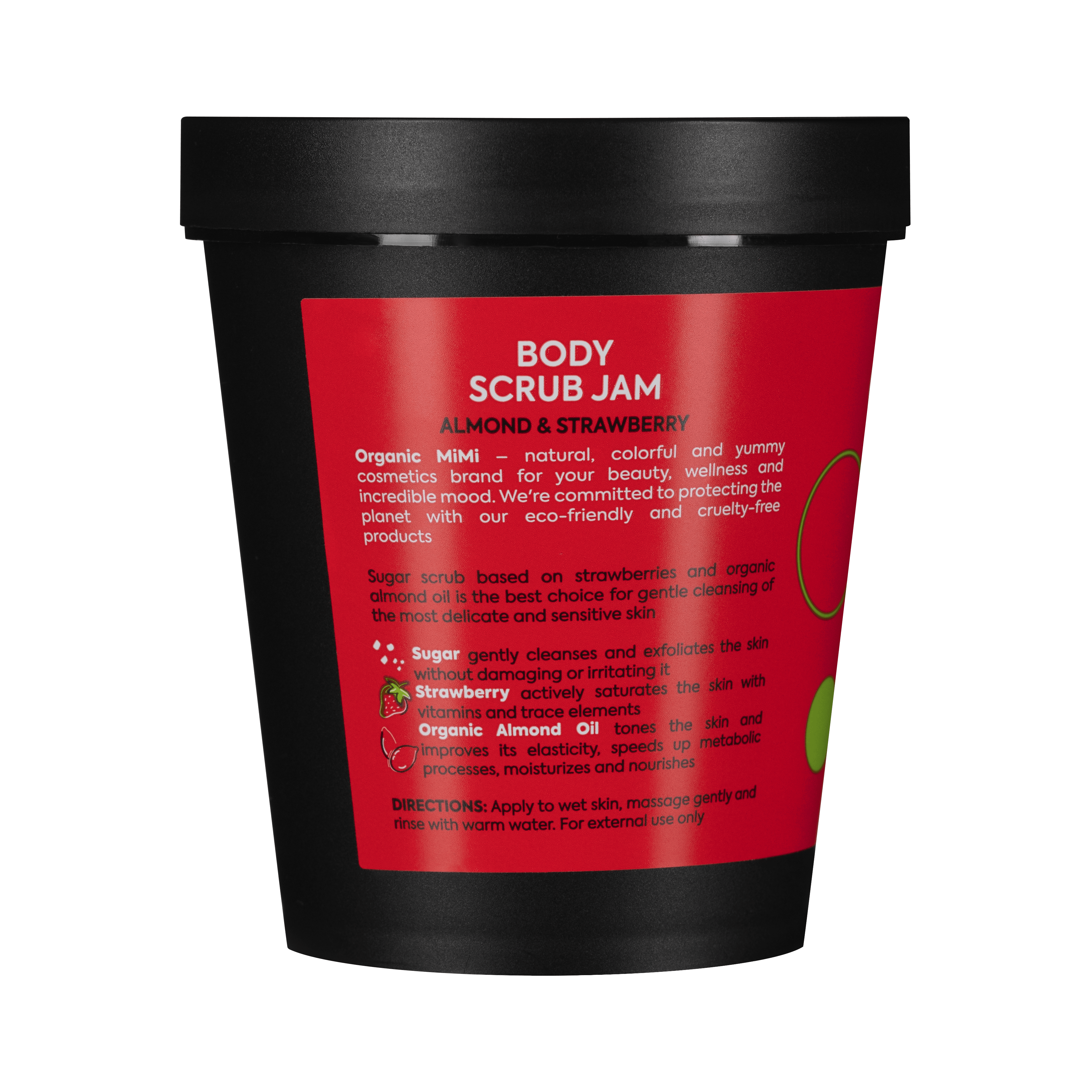 Organic Mimi Body Scrub Jam – Almond & Strawberry, 250g