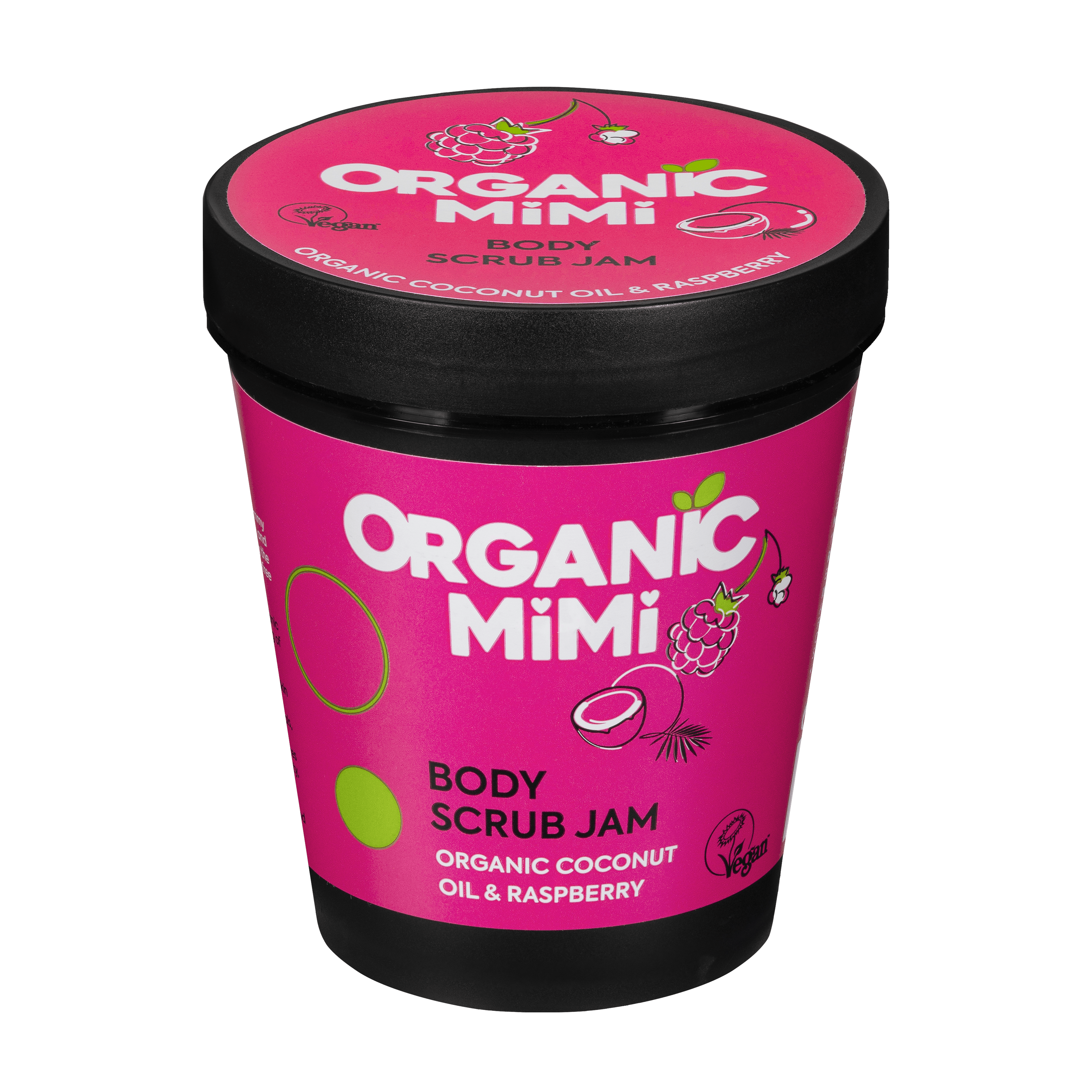 Organic Mimi Body Scrub Jam – Coconut & Raspberry, 250g