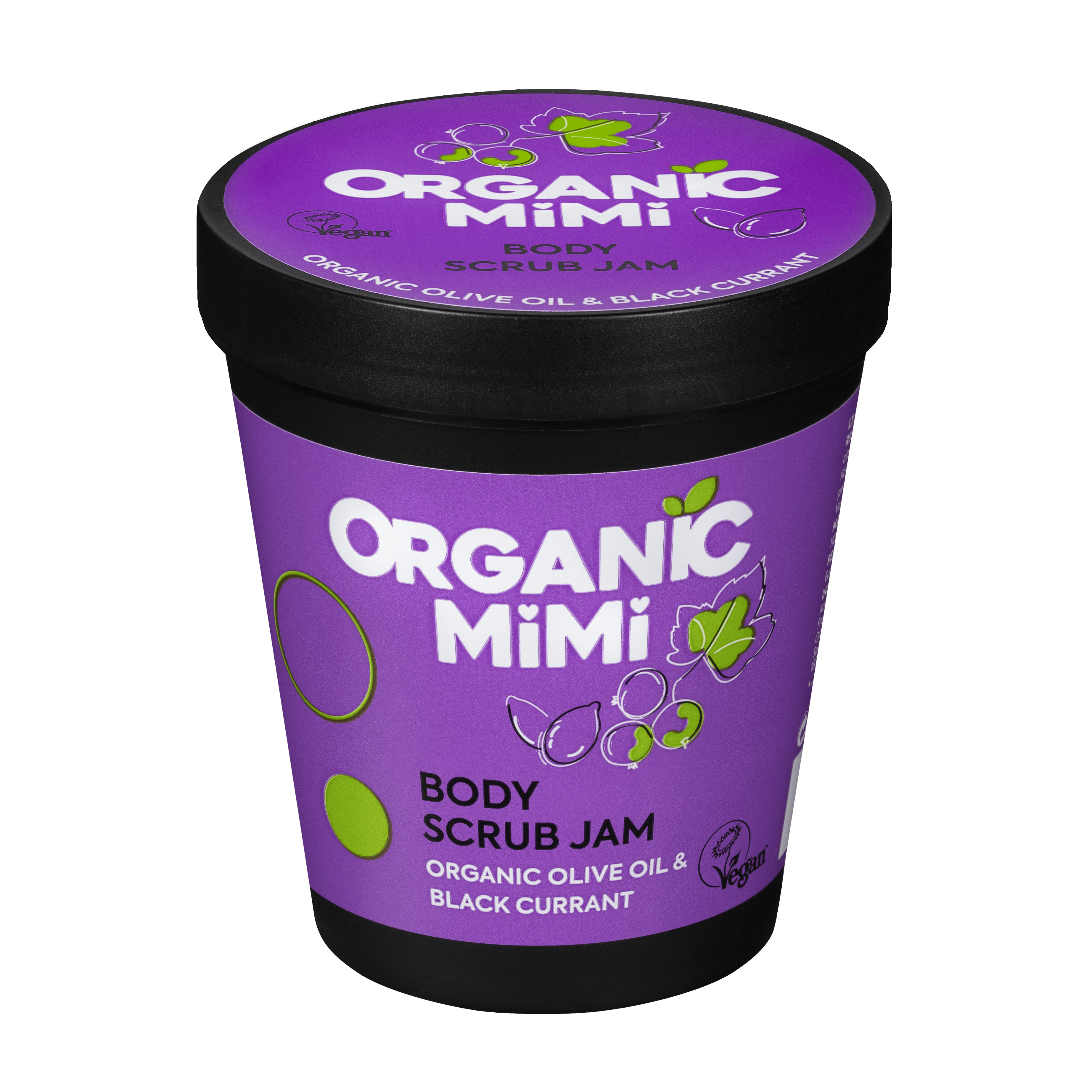 Organic Mimi Body Scrub Jam – Olive & Black Currant, 250g